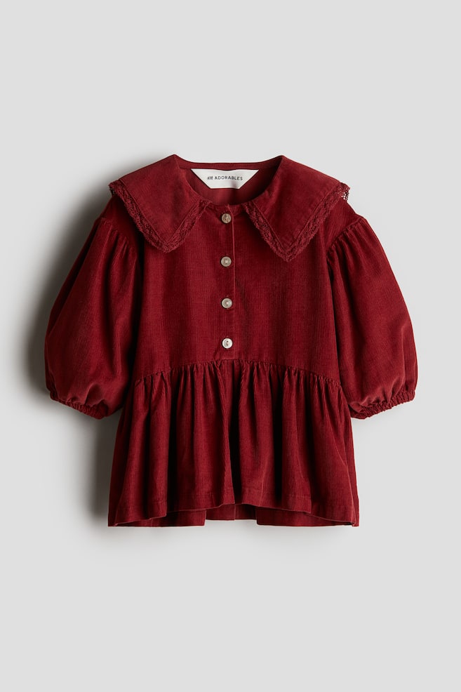 Robe en velours de coton côtelé - Rouge/Beige clair/Violet clair - 1