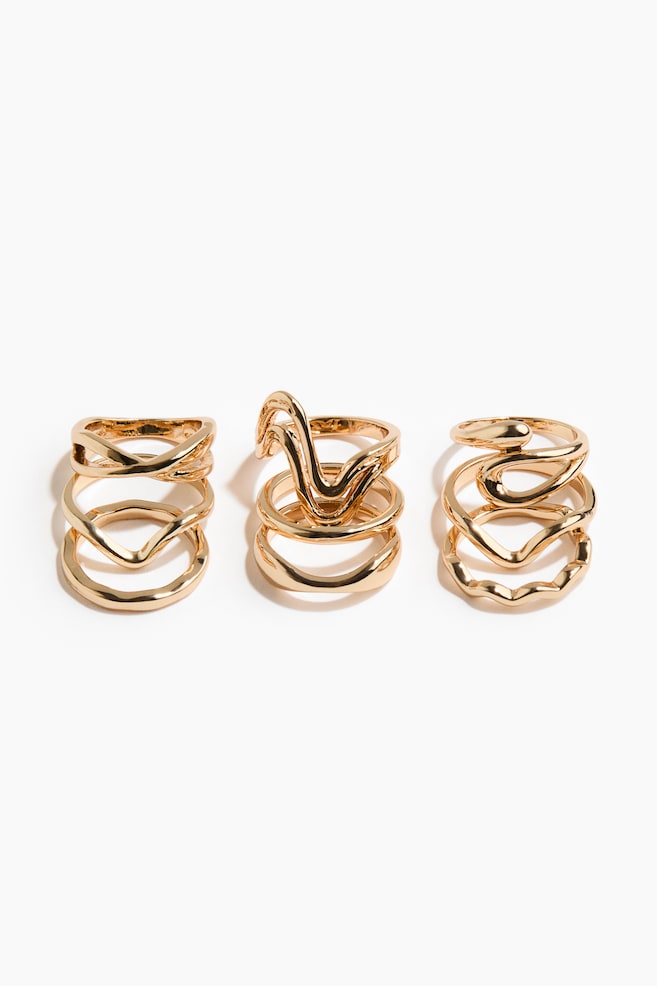 Set van 9 ringen - Goudkleurig - 1