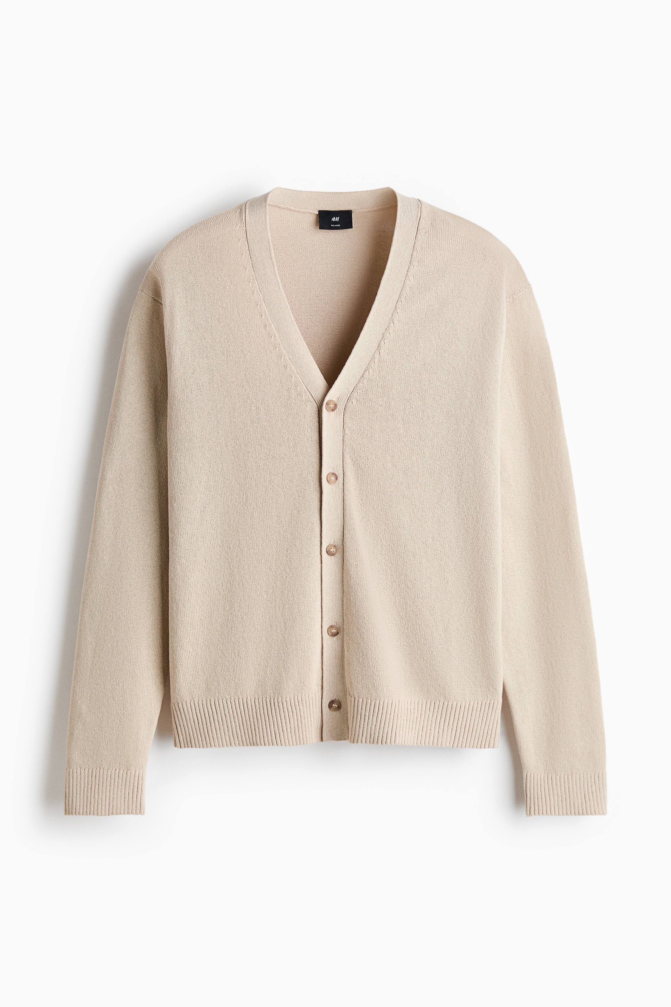Cardigan in Relaxed Fit - Beige/Dunkelbraun