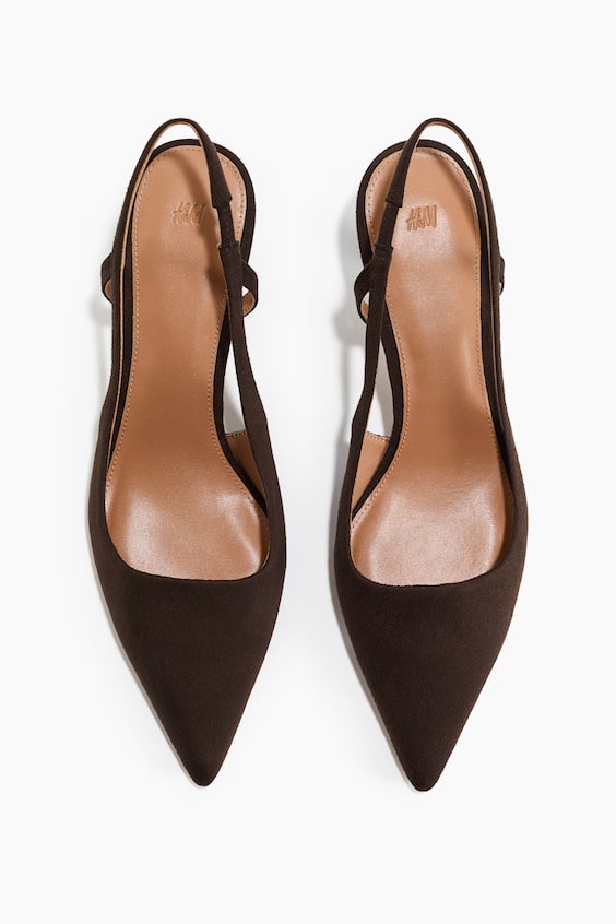 Slingback con tacco a rocchetto · marrone scuro