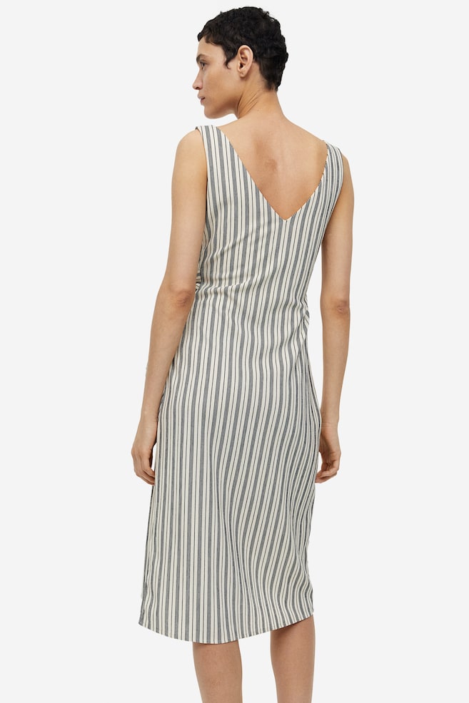 V-neck wrap dress - Light beige/Striped/Black/Cream/Bright blue/dc - 3