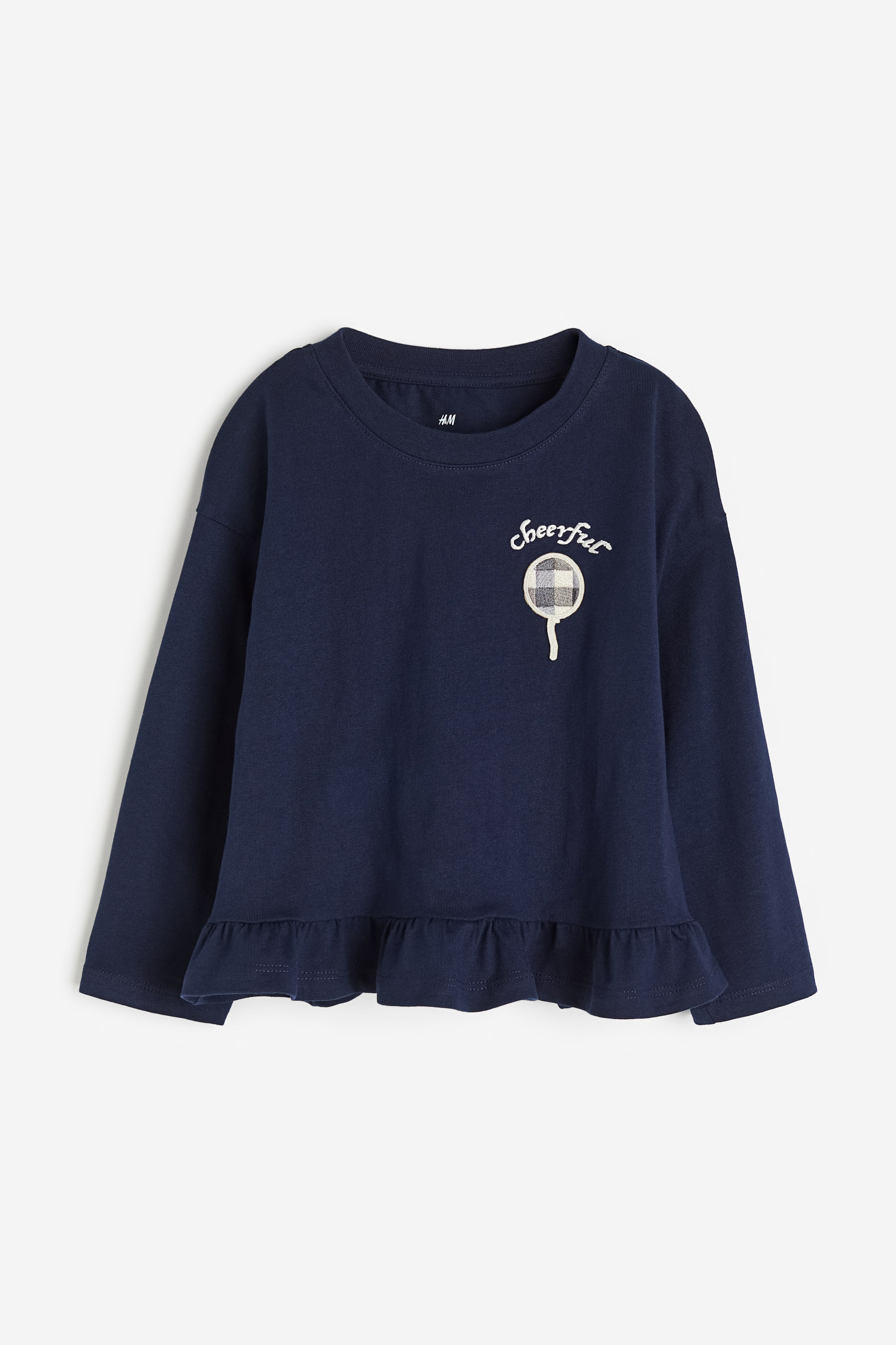 이미지 확대 보기: 롱 슬리브 티셔츠 - 다크 블루/Cheerful - Kids | H&M KR 1