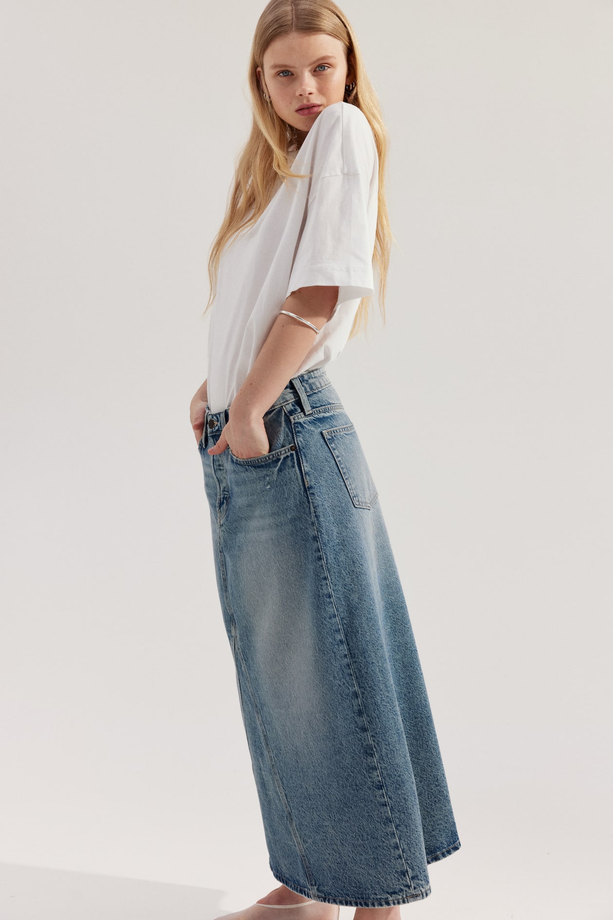A-line denim skirt Denim blue Ladies H&M IN