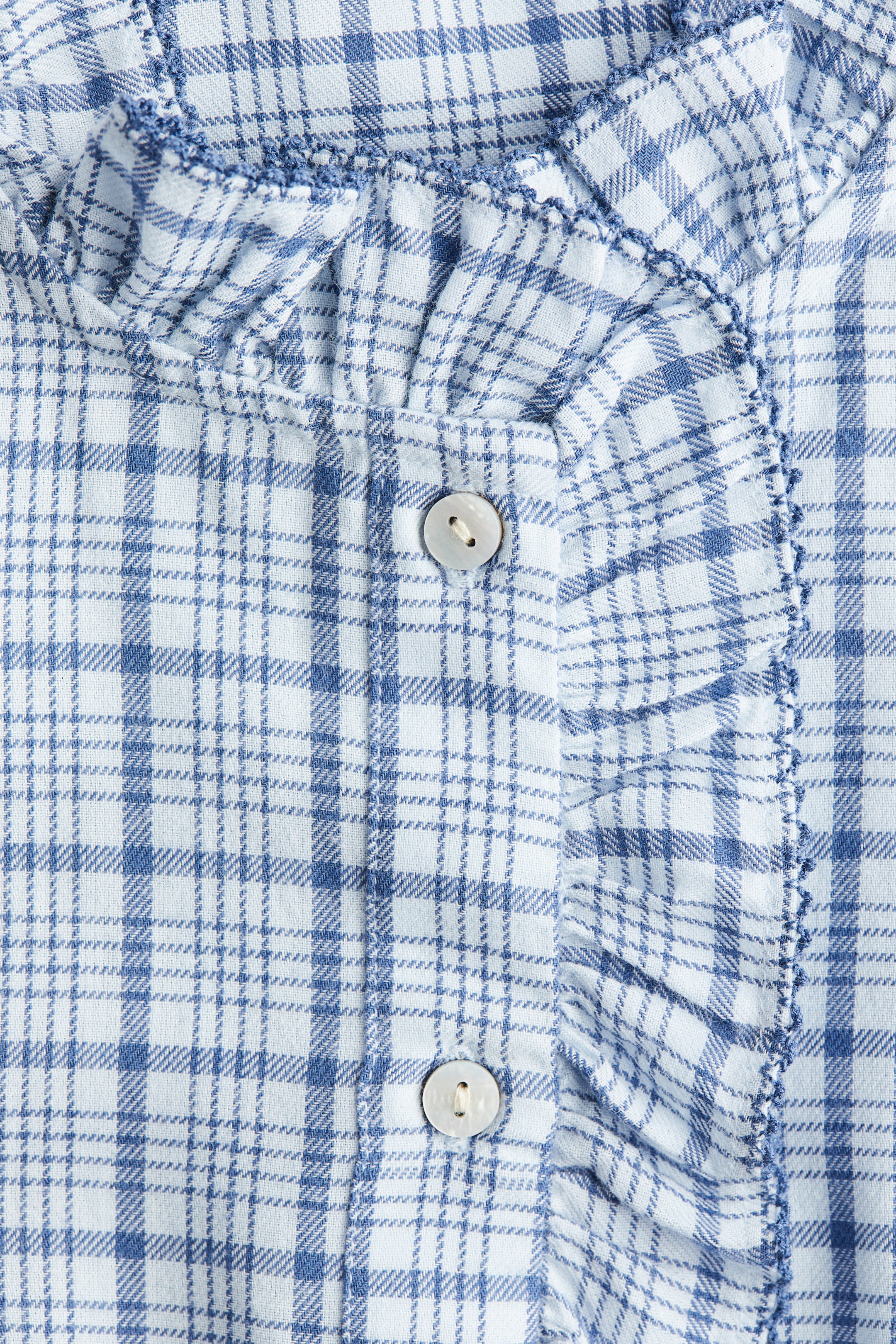 View larger image: Frill-collared cotton blouse - Light blue/Checked - Ladies | H&M IN 7
