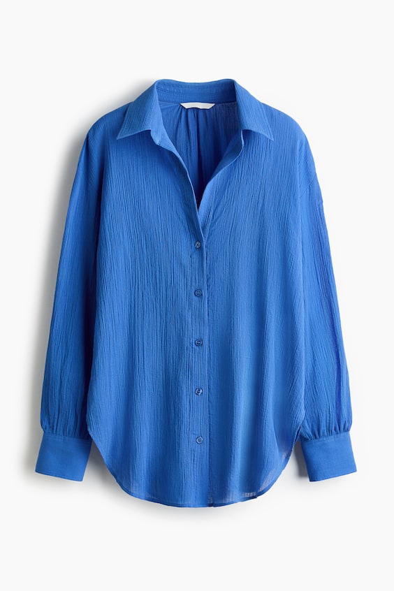 Женские рубашки H&M Crinkled Cotton Shirt
