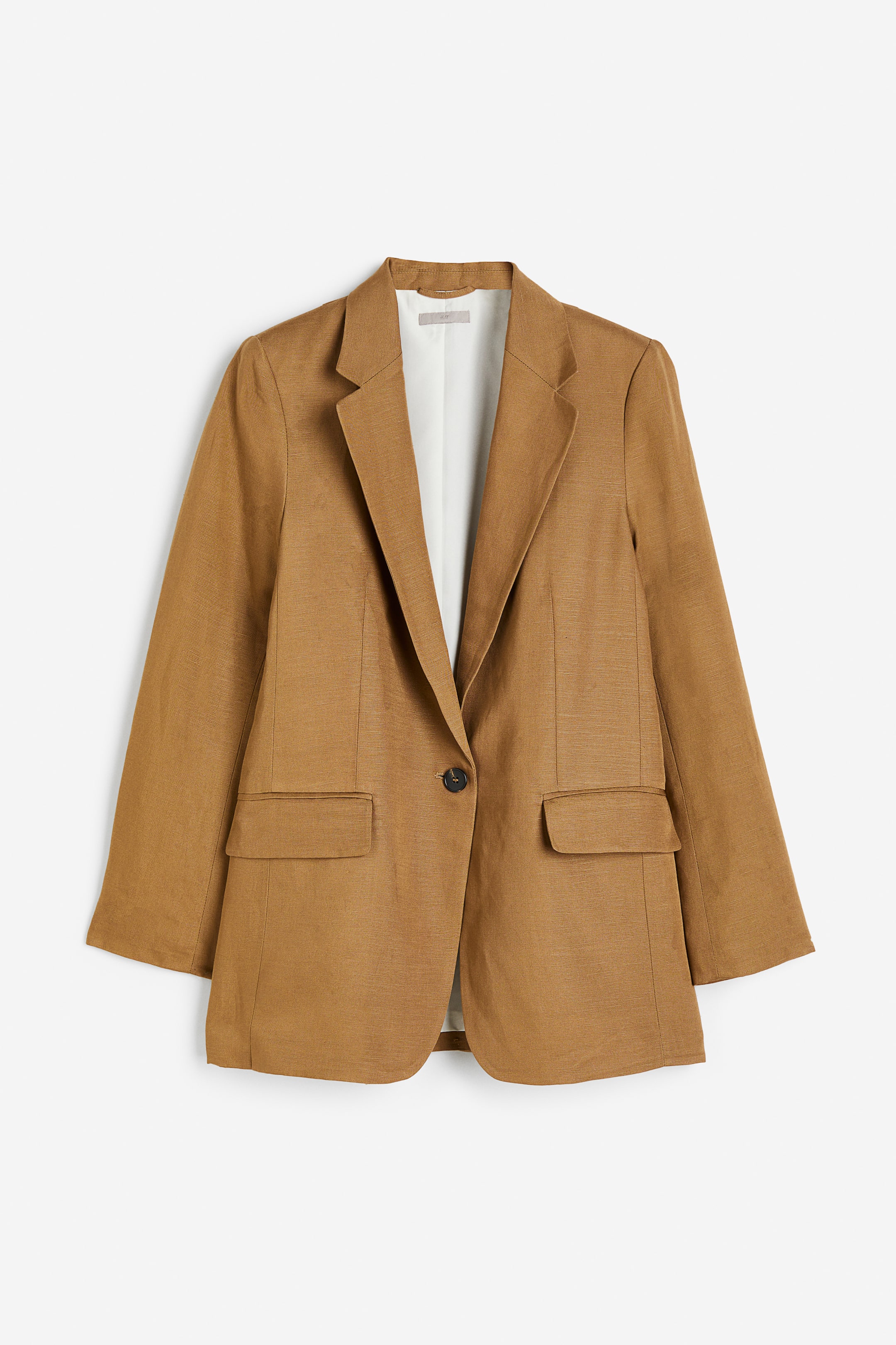 View larger image: Linen-blend blazer - Light brown - Ladies | H&M HK 1