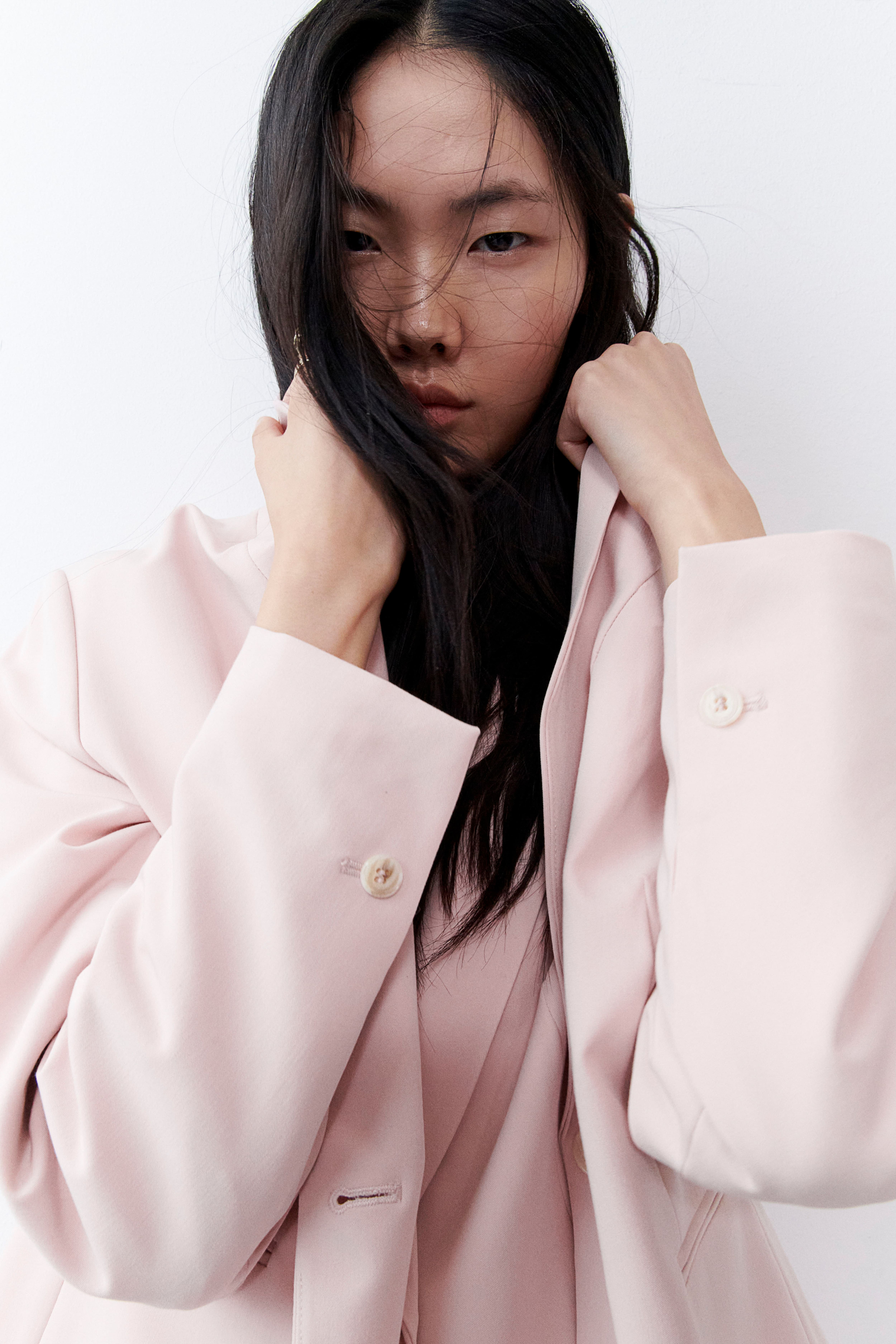 Pale pink fitted jacket hotsell