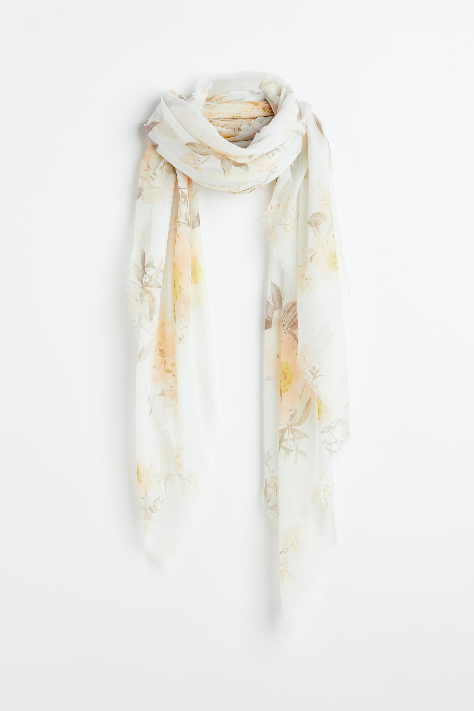 Print Scarf - White/Floral - 1