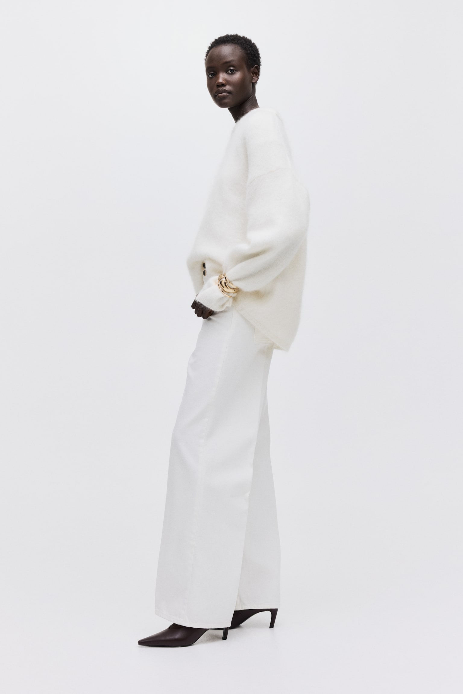 Wide High Jeans - ホワイト/デニムブルー/ダークデニムブルー - 5