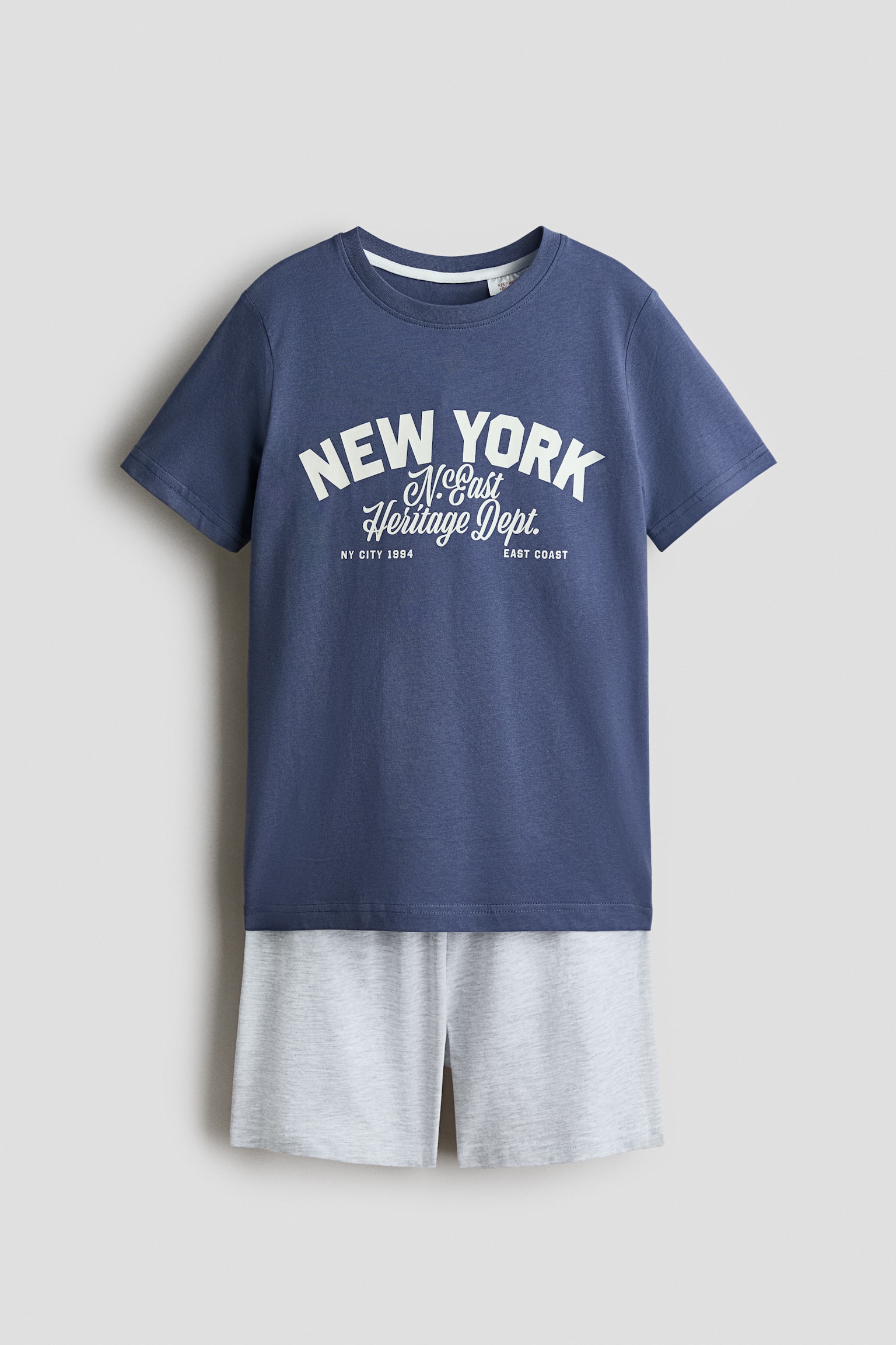 코튼 저지 파자마 - 더스티 블루/New York/화이트/게임 컨트롤러/라이트 그레이 멜란지/28