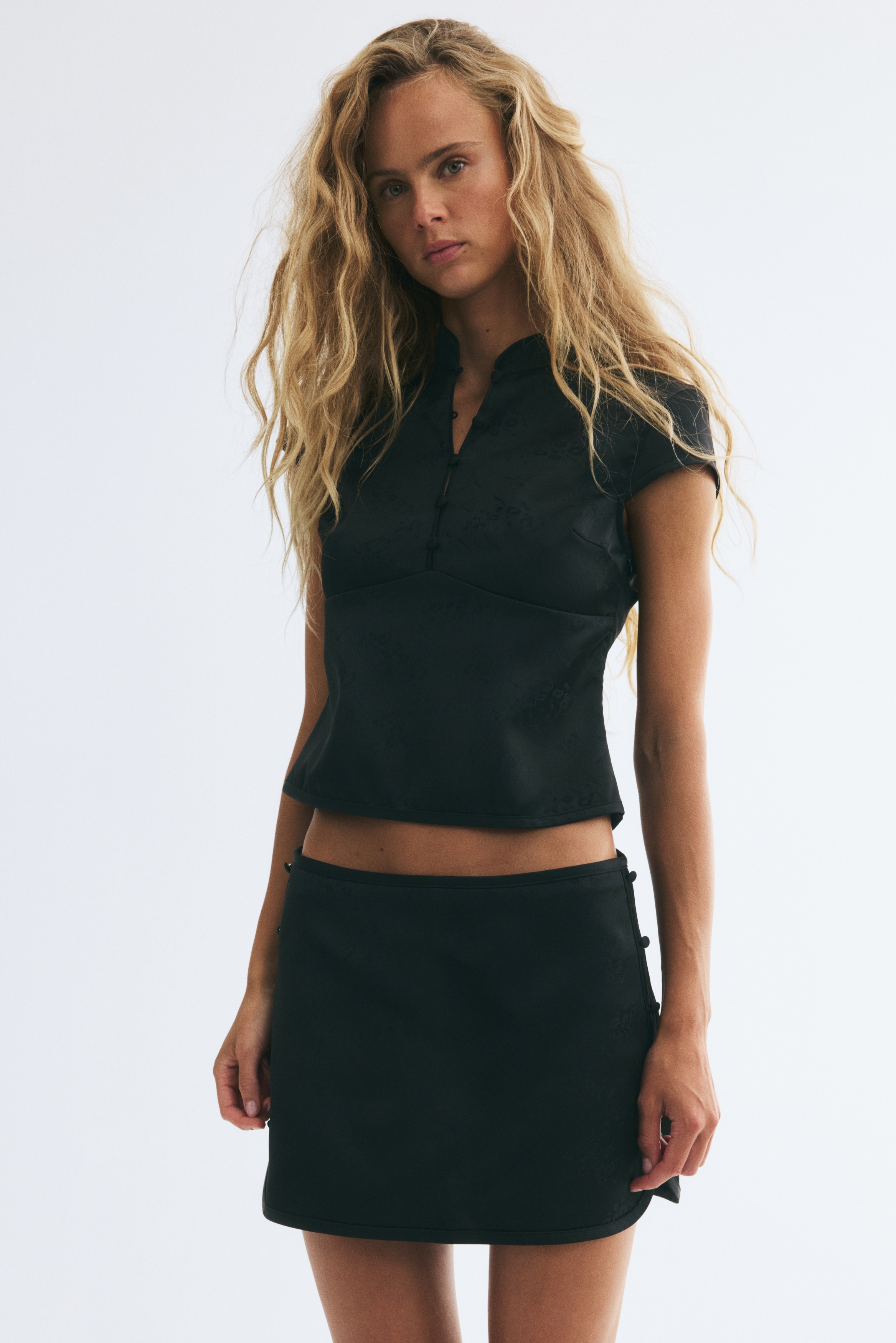 Jacquard-weave skort - Black