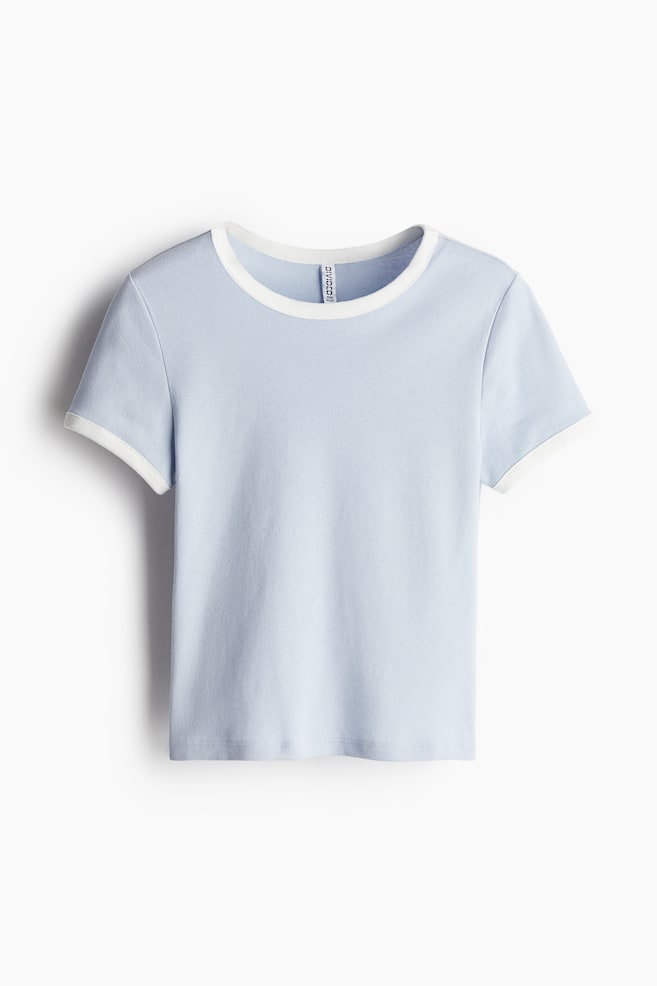 Nauwsluitend T-shirt - Lichtblauw/Wit/Zwart - 1