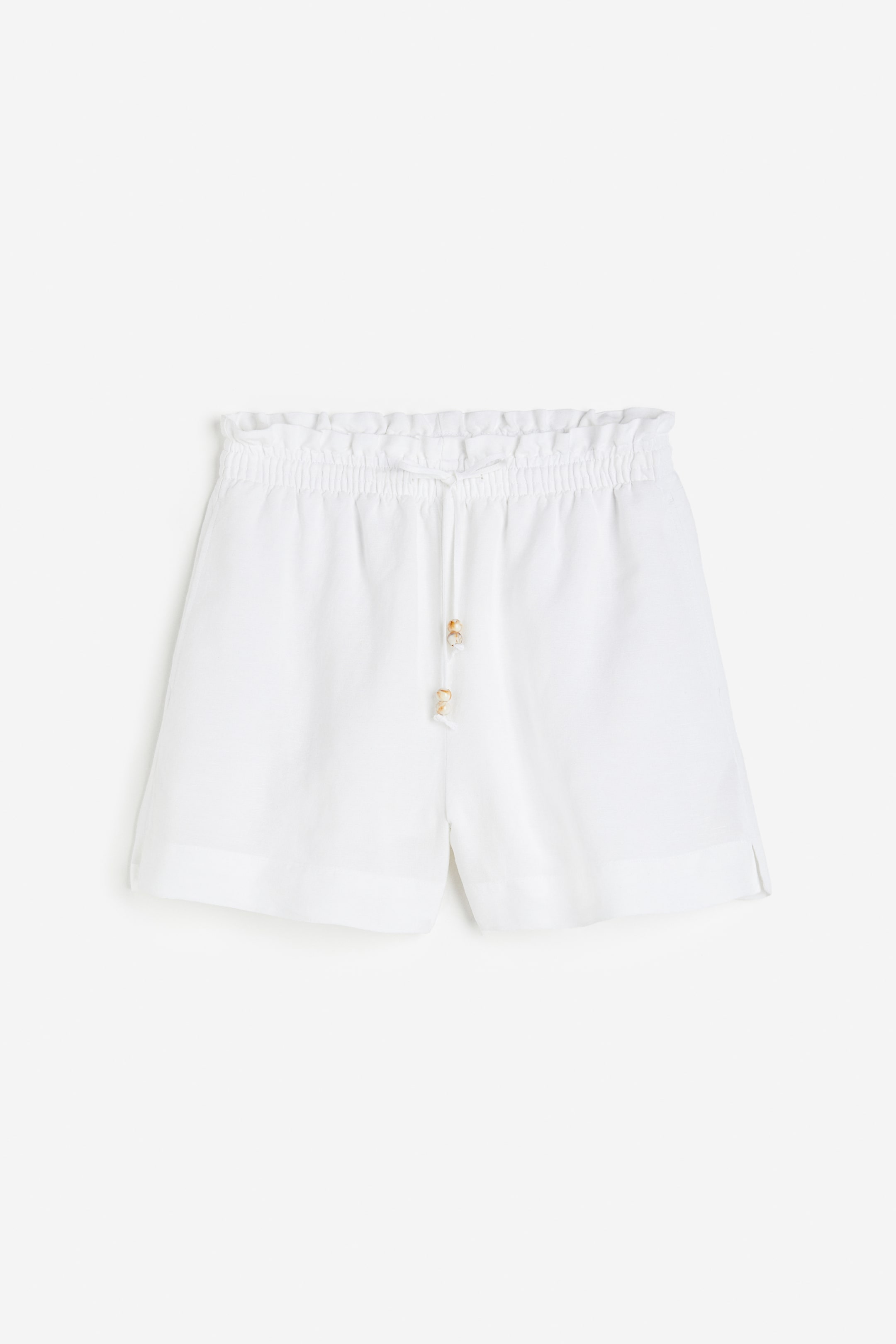 Linen-blend Paper-bag Shorts - High waist - Short - White - Ladies | H&M US