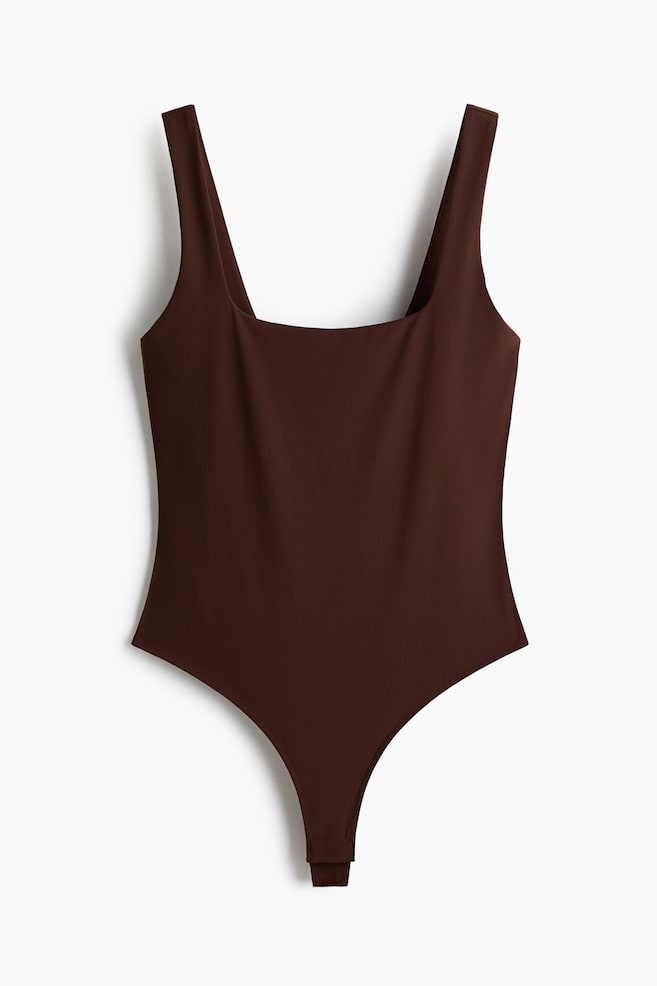 Low-back thong body - Dark brown/Camel/Cream - 1