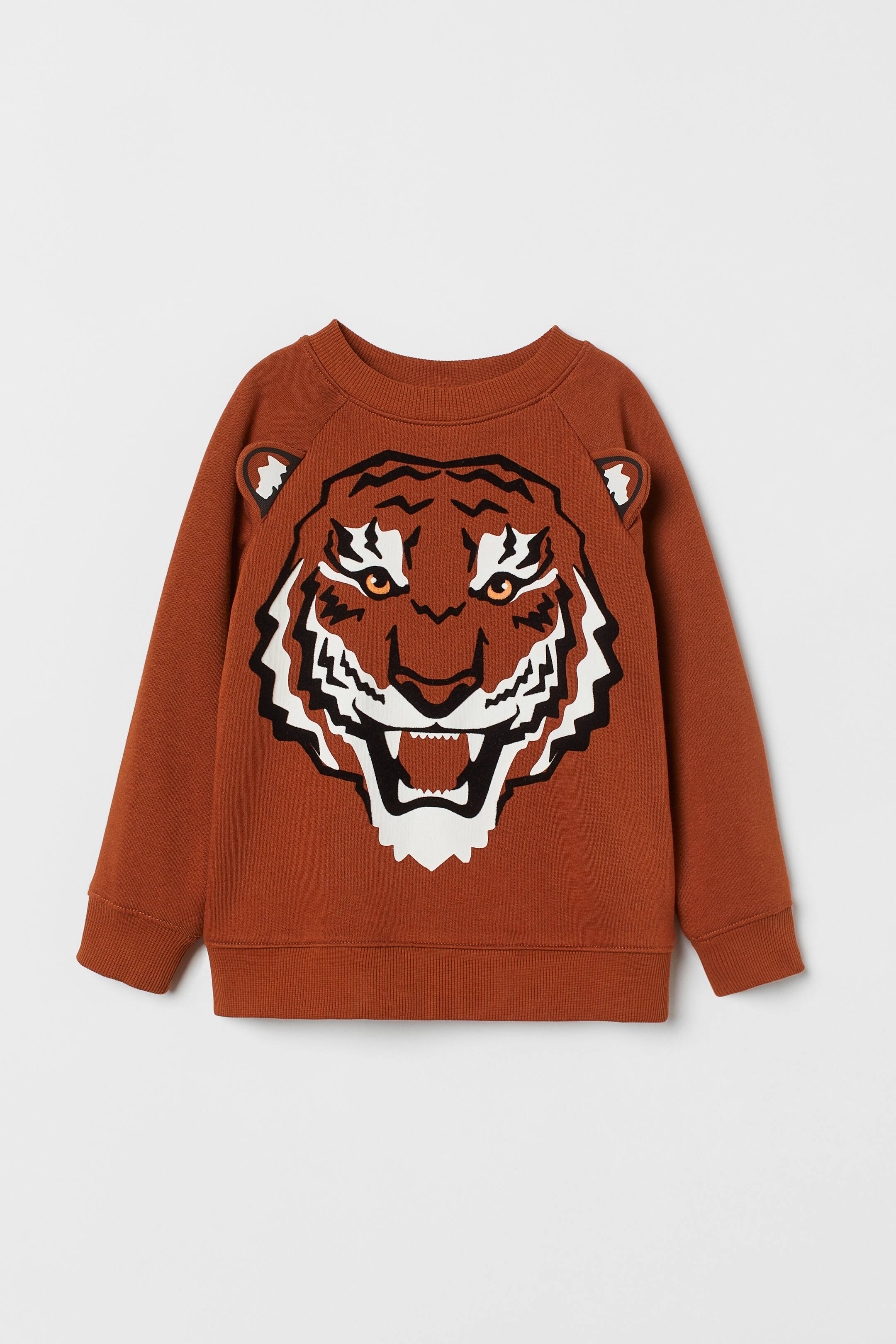 查看大圖: 圖案運動衫 - 咖啡色/老虎 - Kids | H&M 1