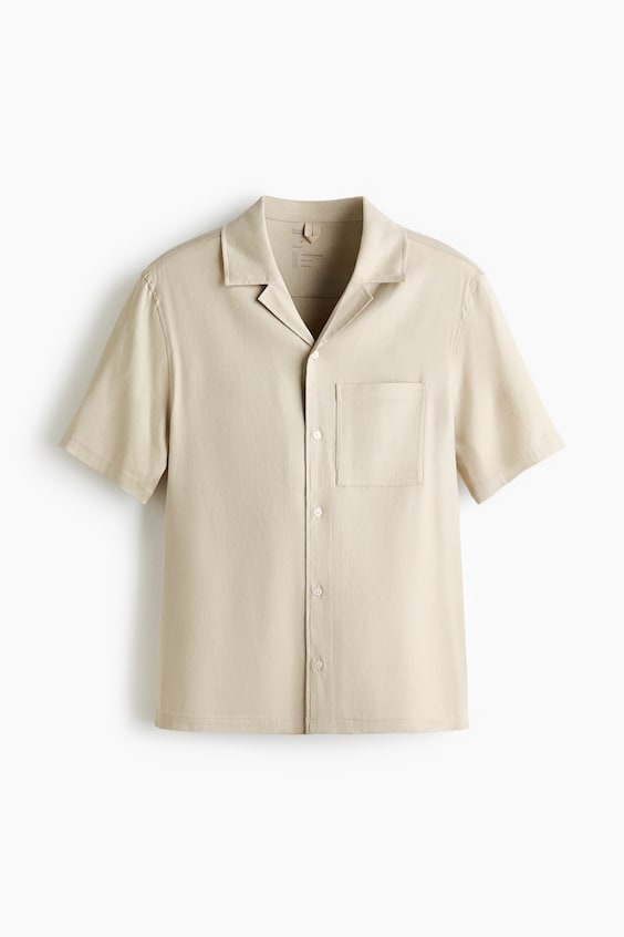 Мужские рубашки H&M Easy-Care Regular-Fit Linen-Blend Shirt