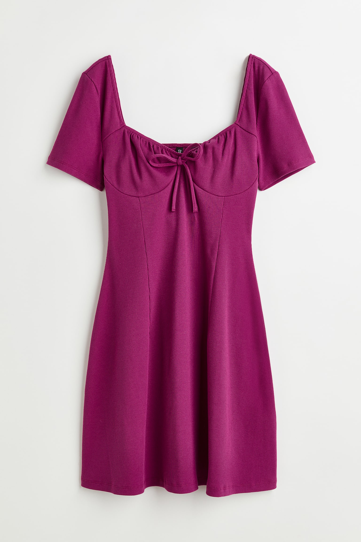 Tie-detail ribbed dress - Dark pink
