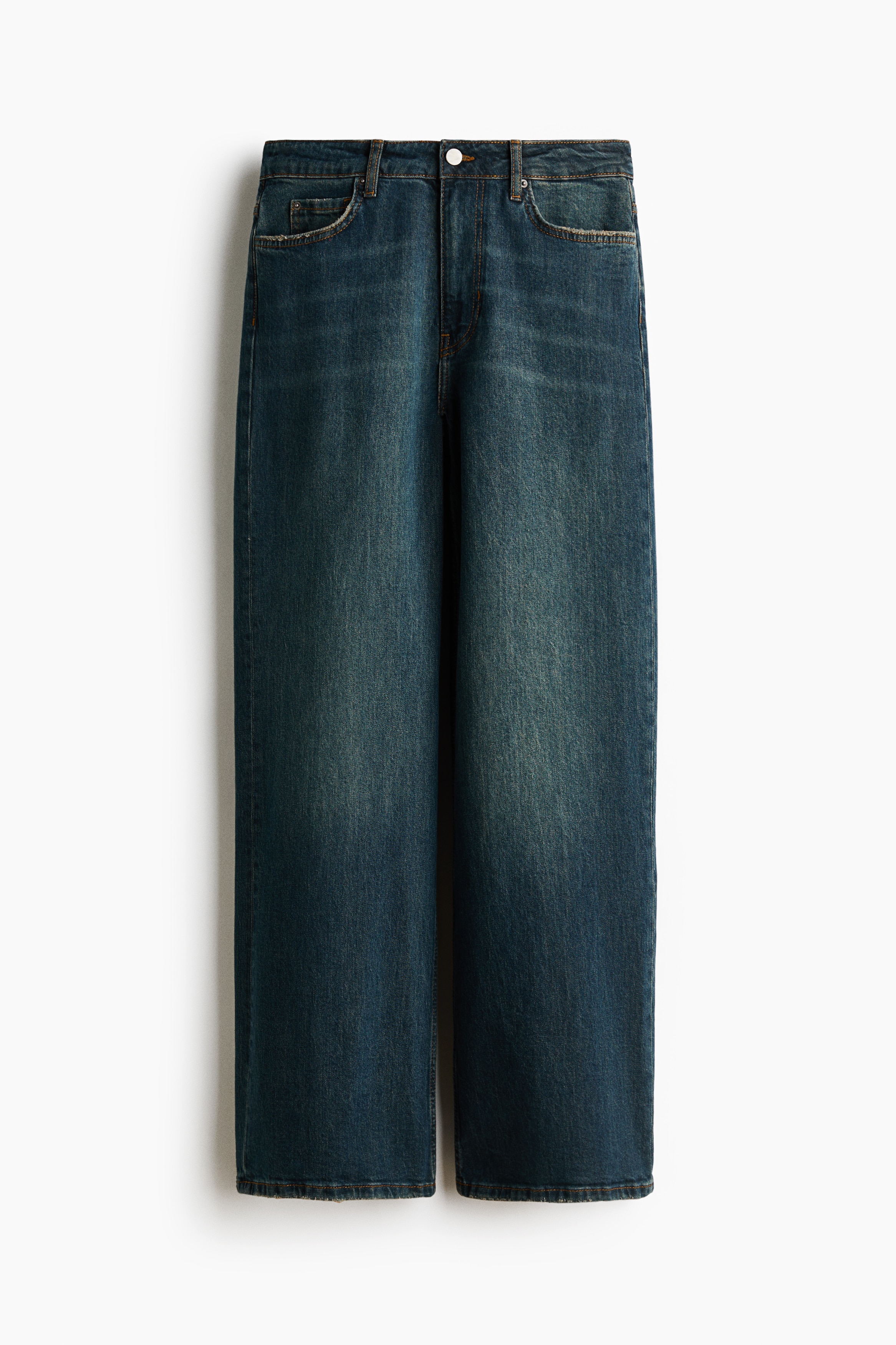 Straight Regular Waist Jeans - Azul denim