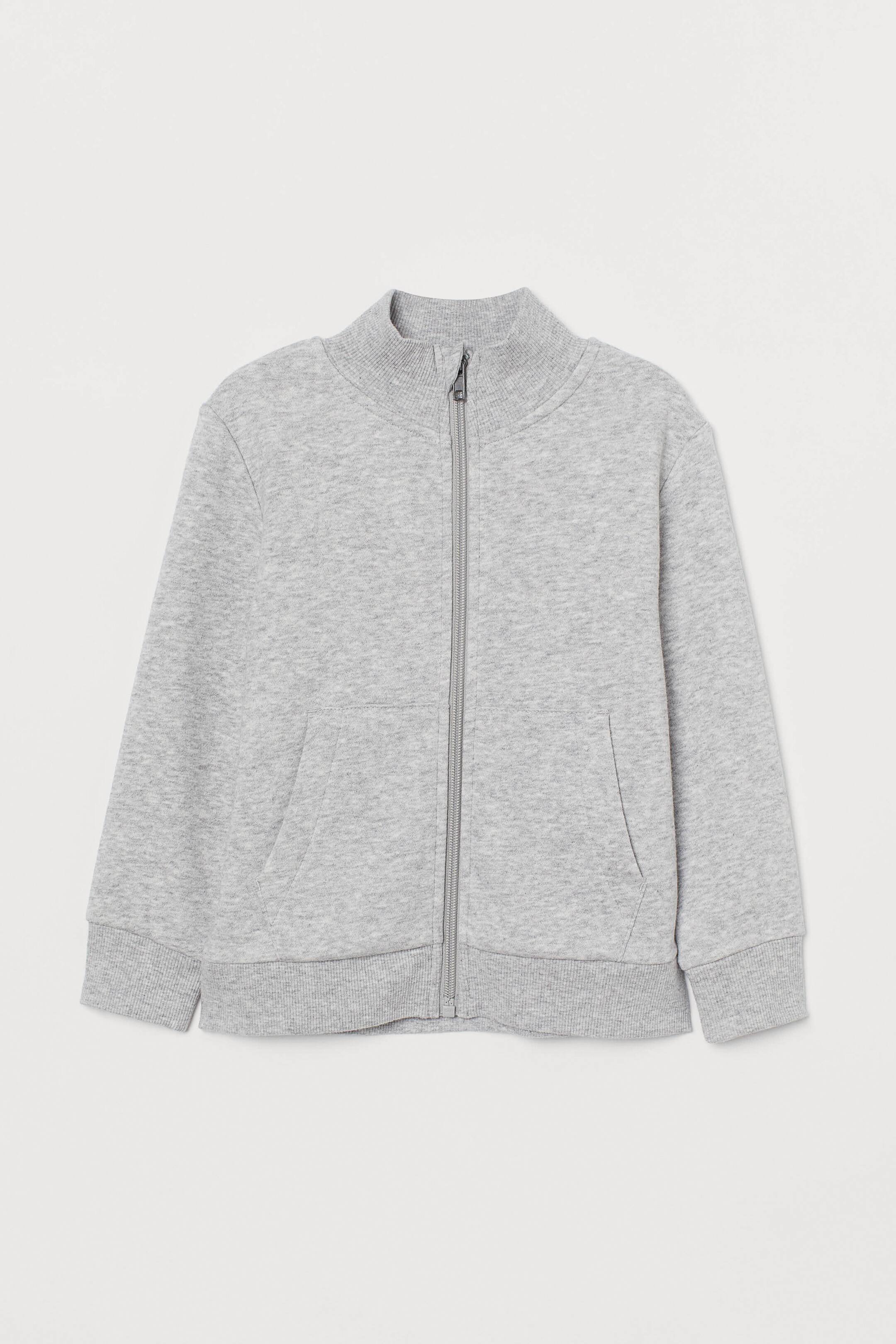 View larger image: Sweatshirt cardigan - Light grey marl - Kids | H&M 1