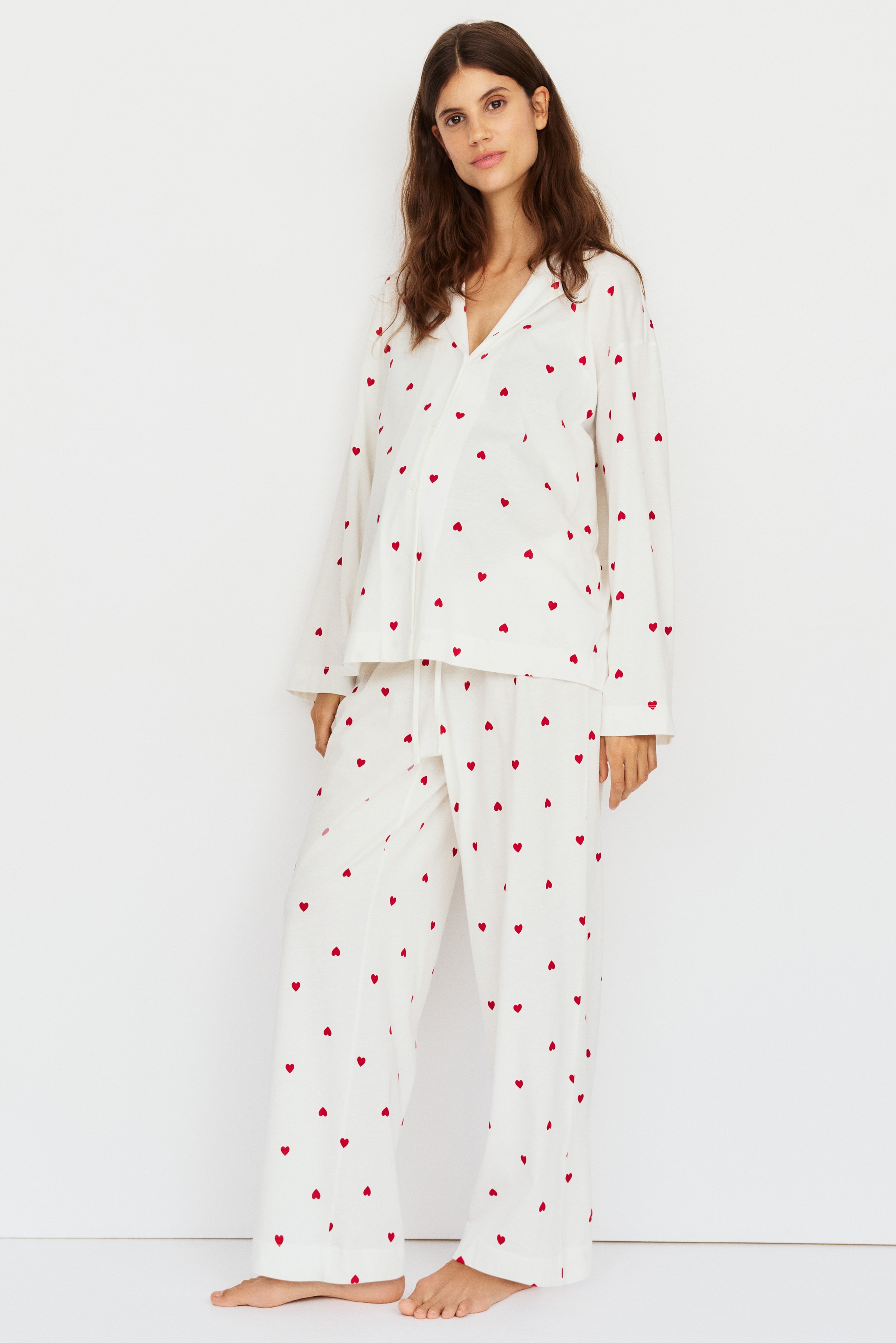 MAMA Before & After Cotton Pajamas - White/hearts - Ladies | H&M US