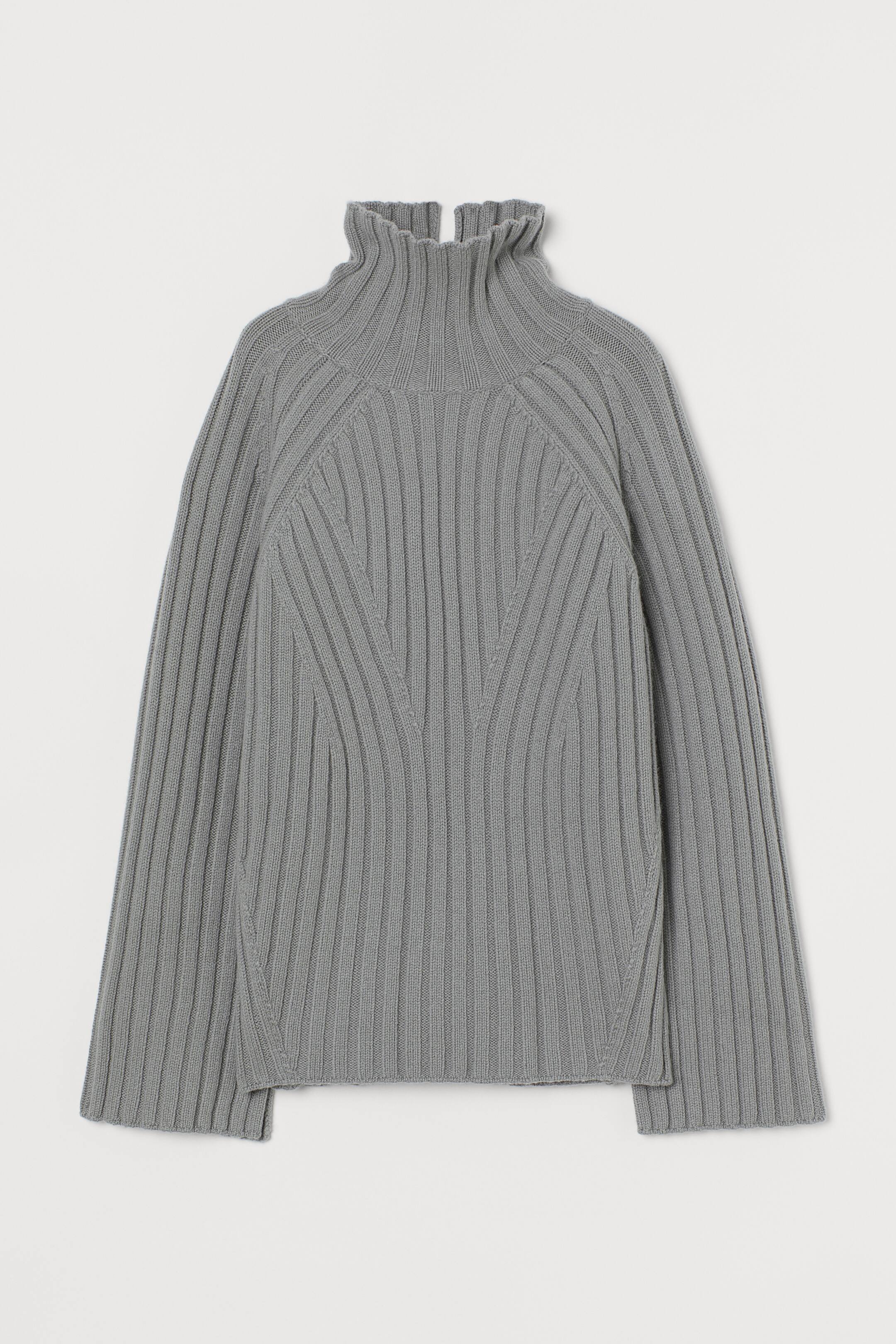 Wool polo-neck jumper - Grey - Ladies | H&M GB