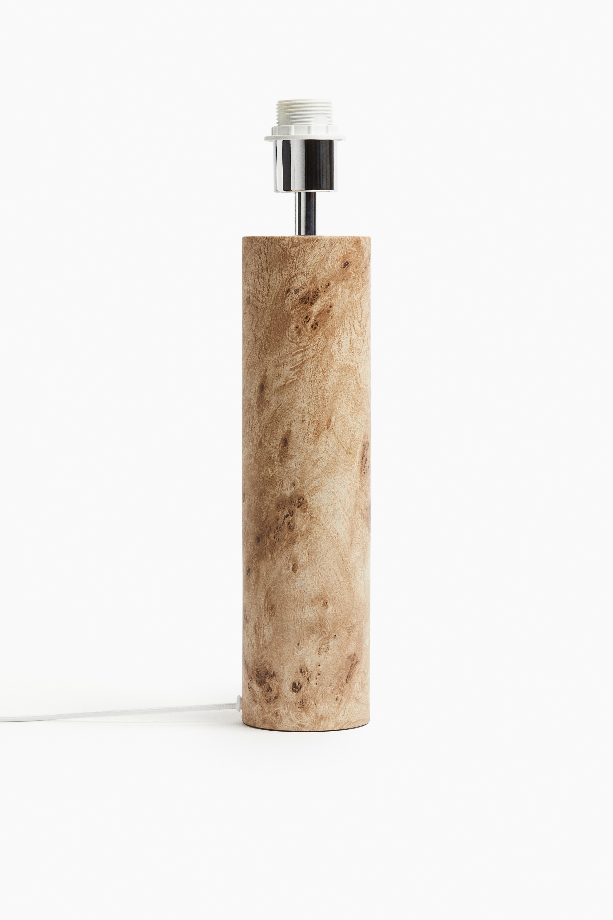 Grand pied de lampe en métal - Brun/motif façon bois/Argenté/Brun foncé/motif façon bois