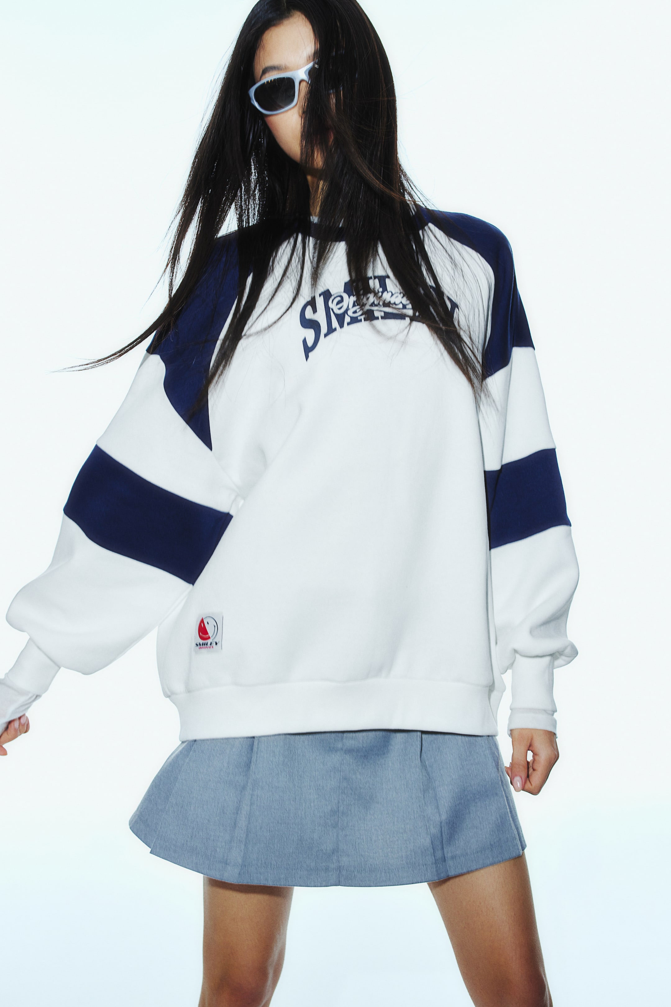 Oversized Printed Sweatshirt - White/Smiley® - Ladies | H&M US