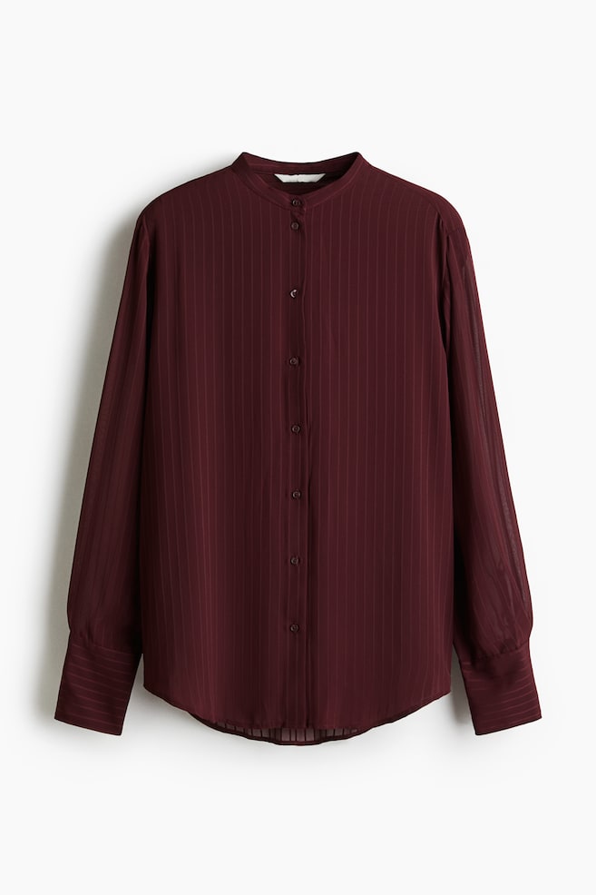Sheer Blouse - Burgundy/White - 1