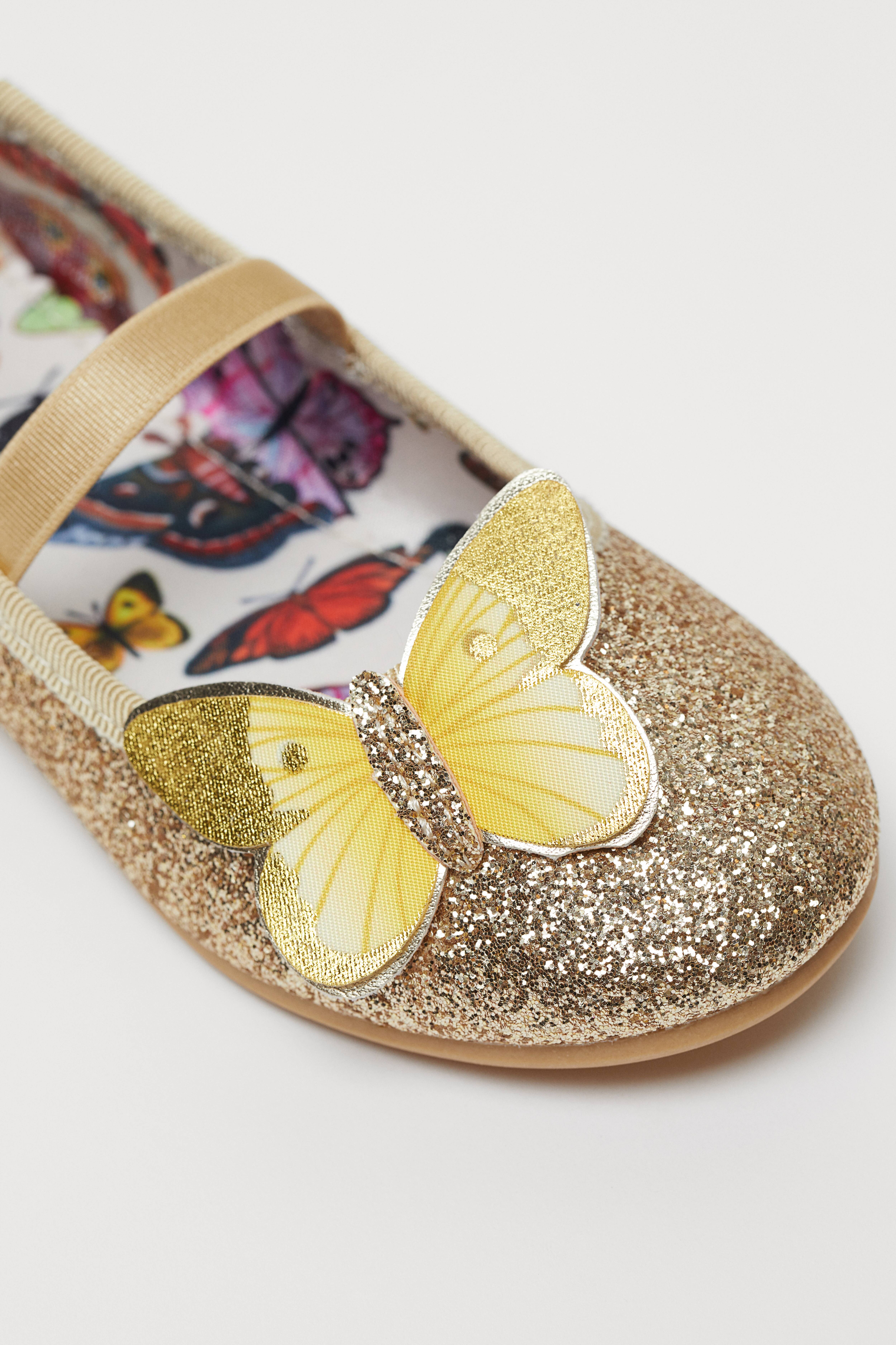 Glittery Ballet Flats - Gold-colored/butterfly - Kids | H&M US