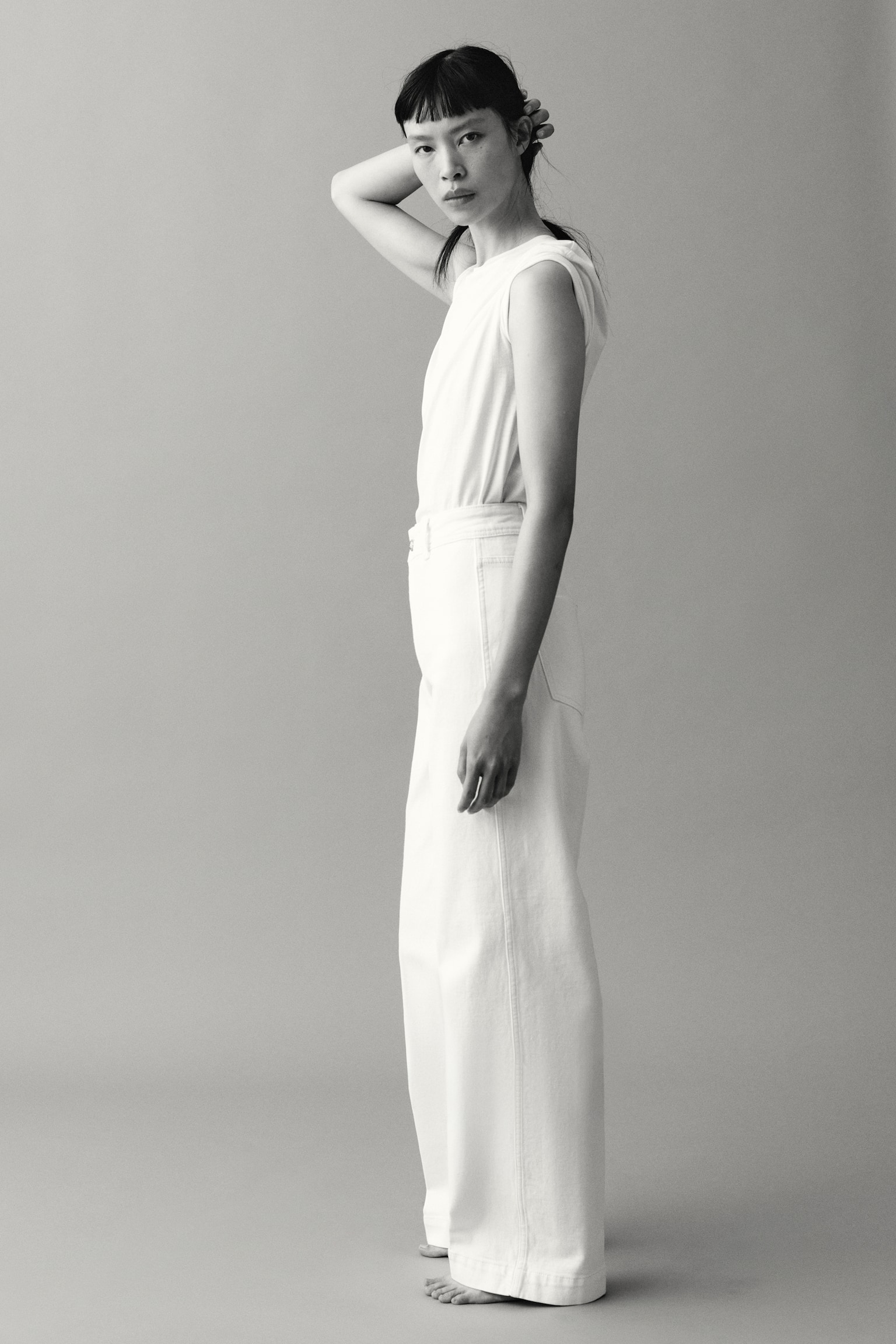 Wide High Jeans - Light beige - 1