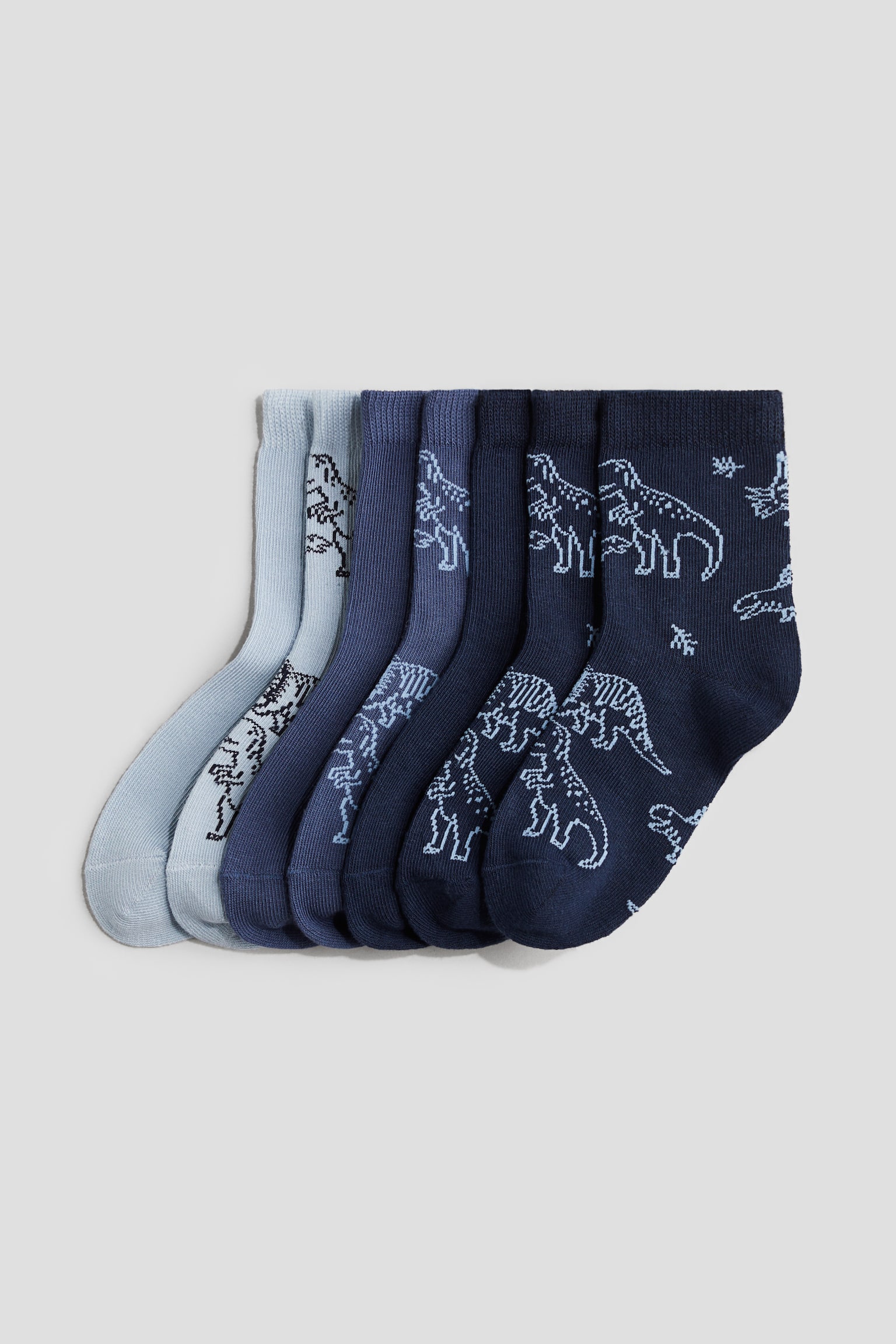 7-pack socks - Dark blue/Dinosaurs/Light grey marl/Stars/Dark green/Cars/Brown/Bear - 1