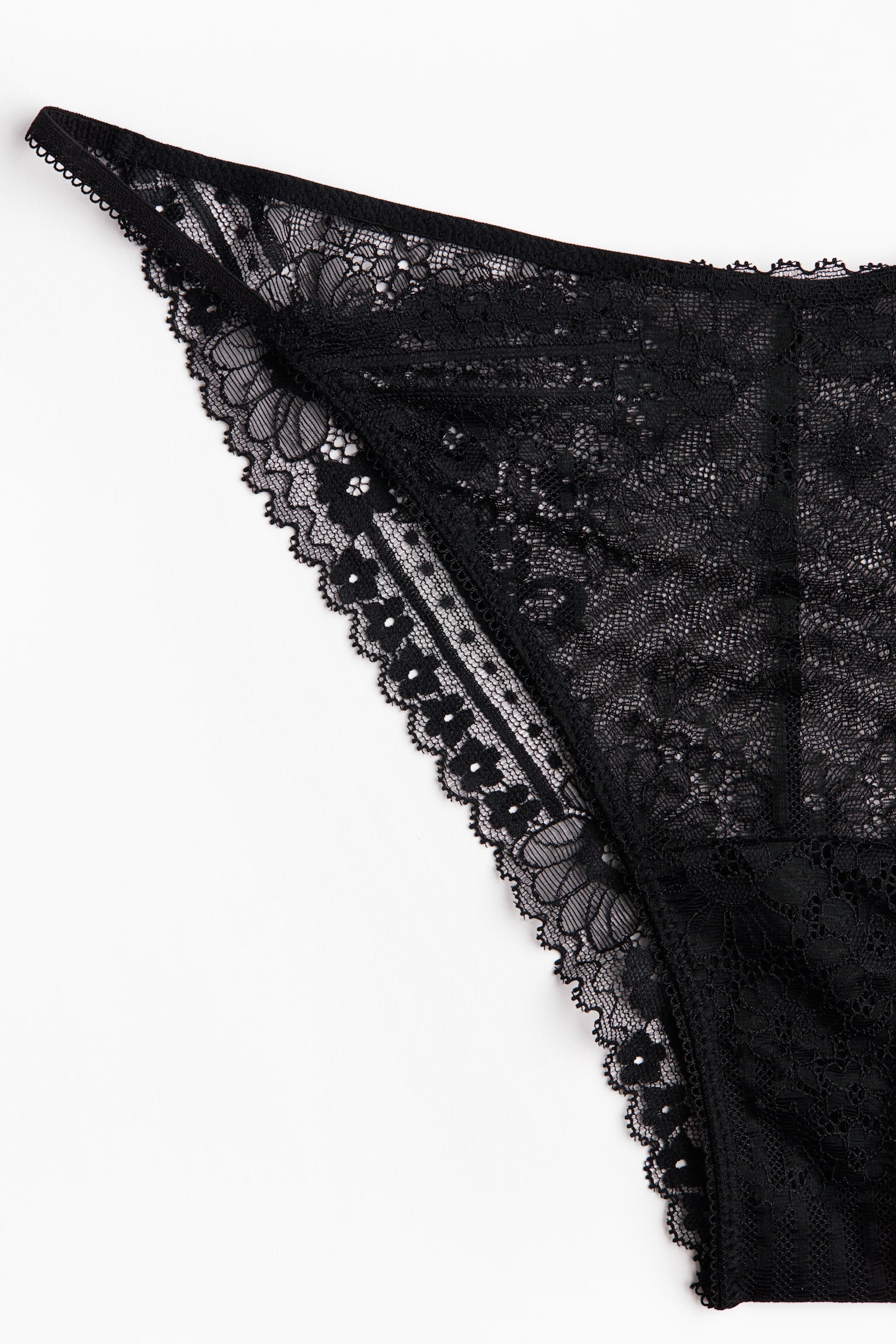 Lace Brazilian tanga briefs - Siyah/Soluk bej - 3