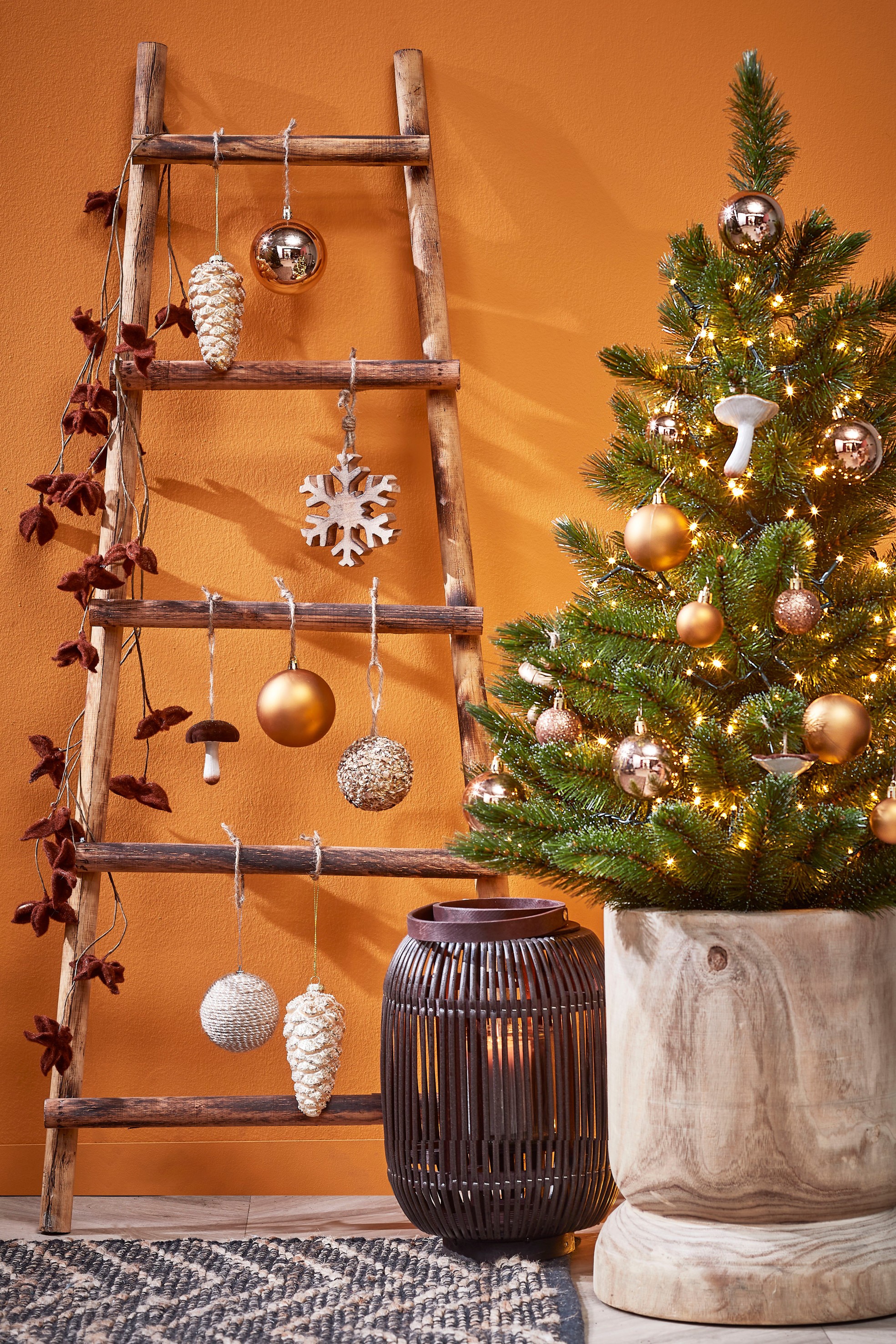 Échelle de decoration en bois - Brun/Noir