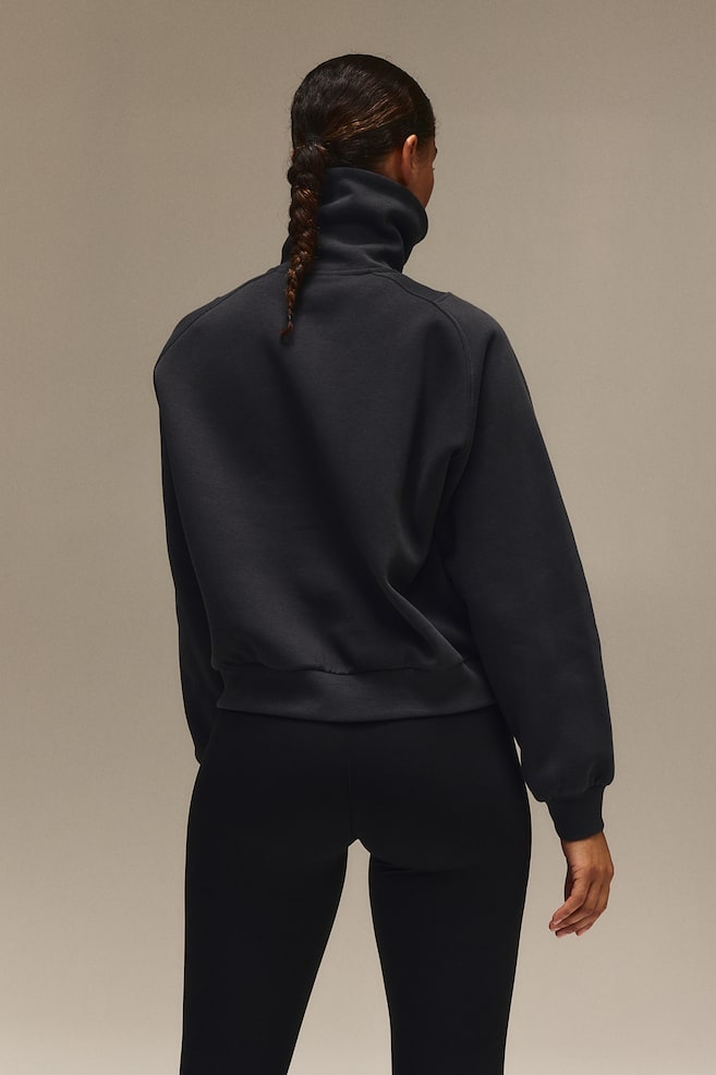 DryMove™ træningssweatshirt med lynlås foroven - Mørkegrå/Creme - 6