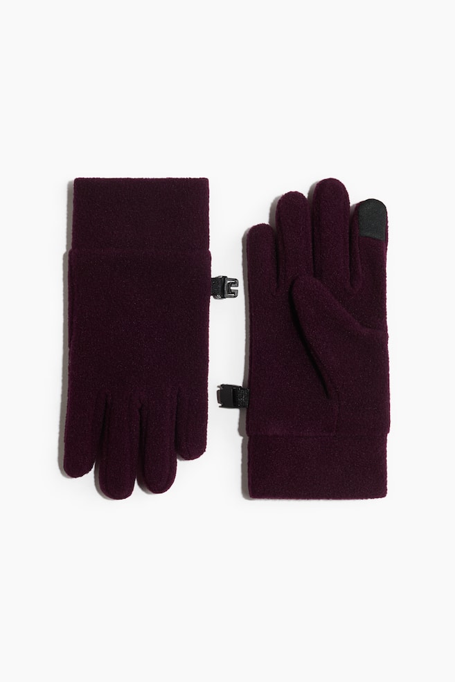 Guantes deportivos en tejido polar - Lila ciruela/Negro - 1