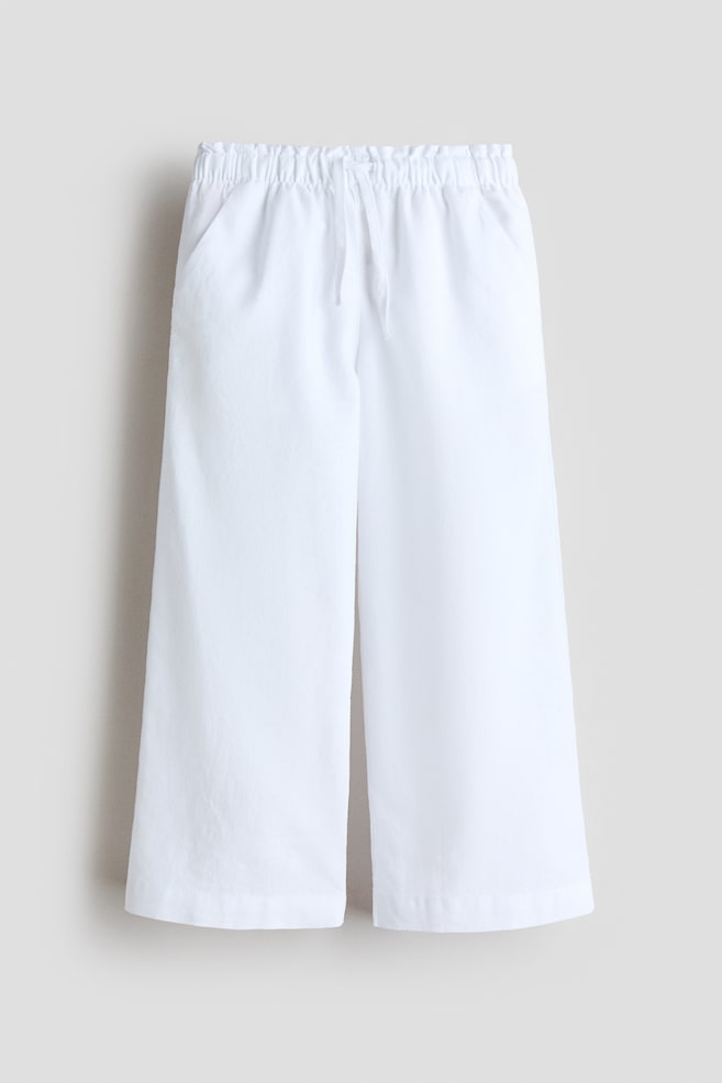Linen-blend trousers - White - 1
