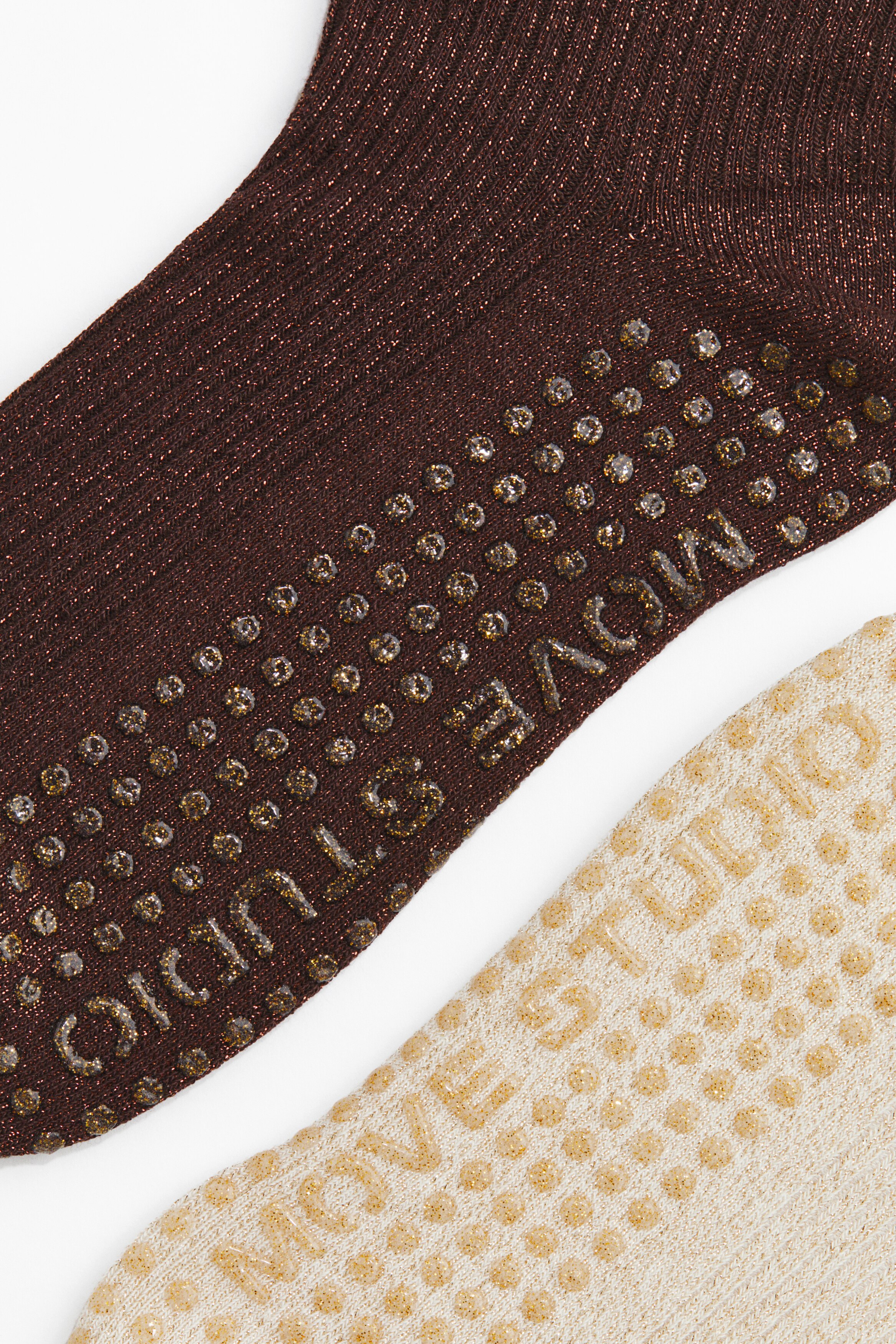 2-pack glittery anti-slip yoga socks