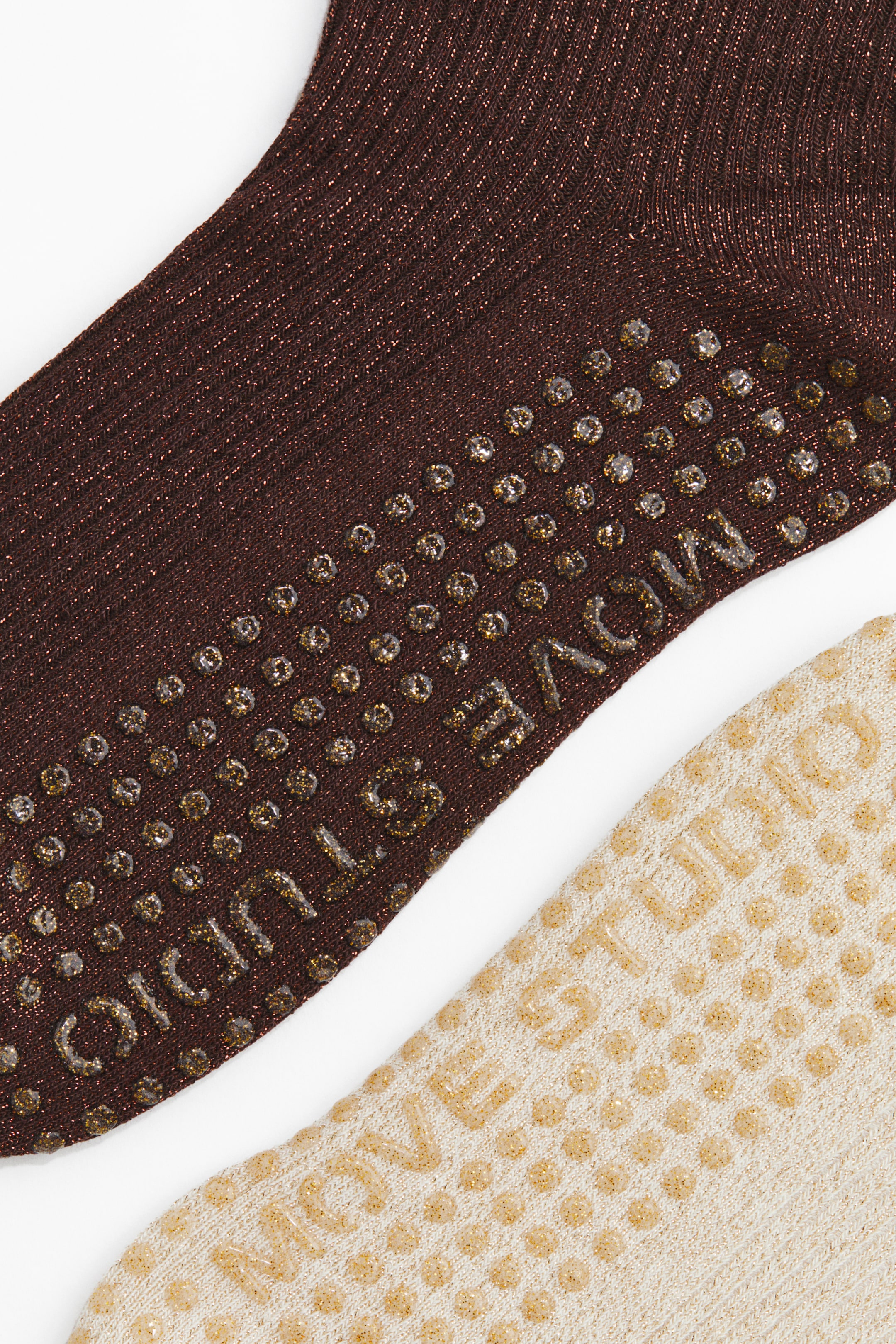 View larger image: 2-pack glittery Anti-slip Yoga socks - Warm brown/Light beige - Ladies | H&M GB 2
