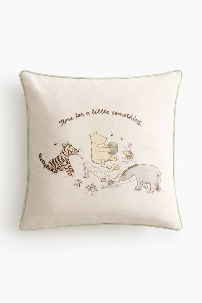 Print-Motif Canvas Cushion Cover - Light green/Winnie the Pooh/Light blue/Winnie the Pooh - 1