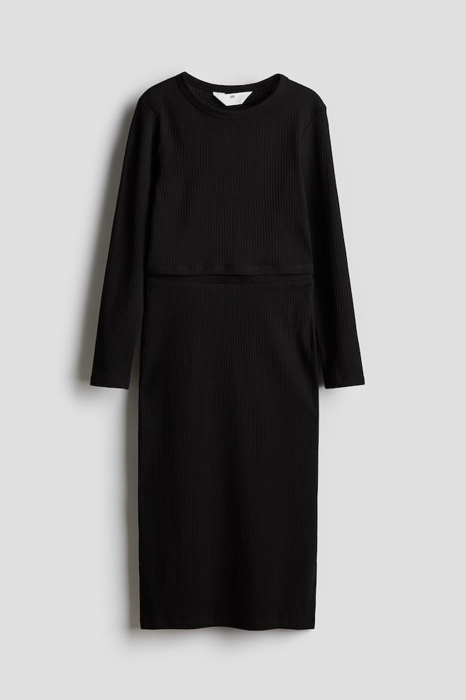 2-piece ribbed top and skirt set - Black - 1