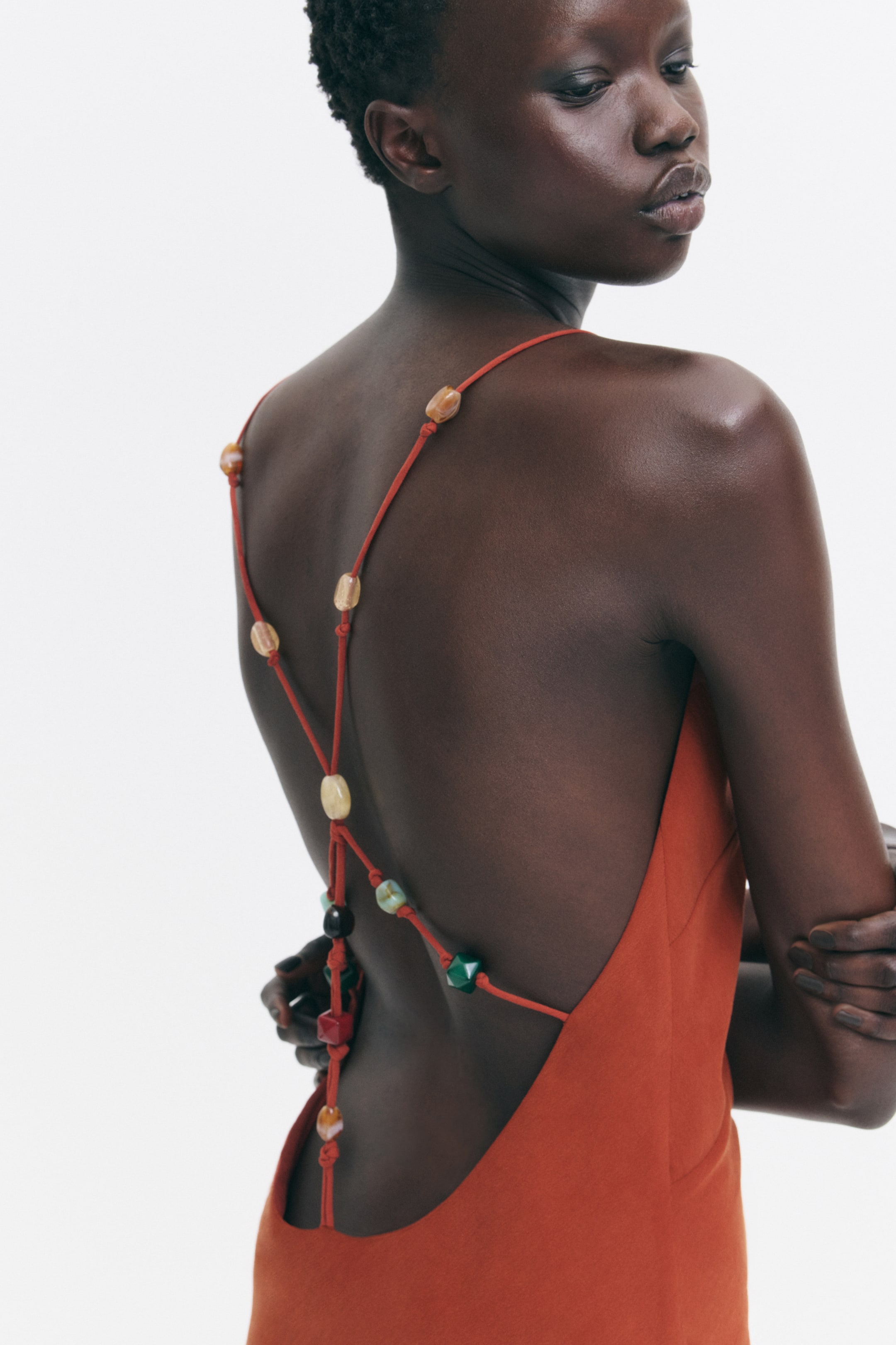 Bead-Detail Crêpe Dress