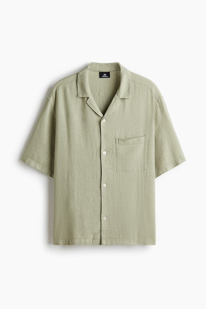 Regular Fit Linen Blend Resort Shirt - Pistachio green/White/Light blue/Stripe/White/Stripe - 1