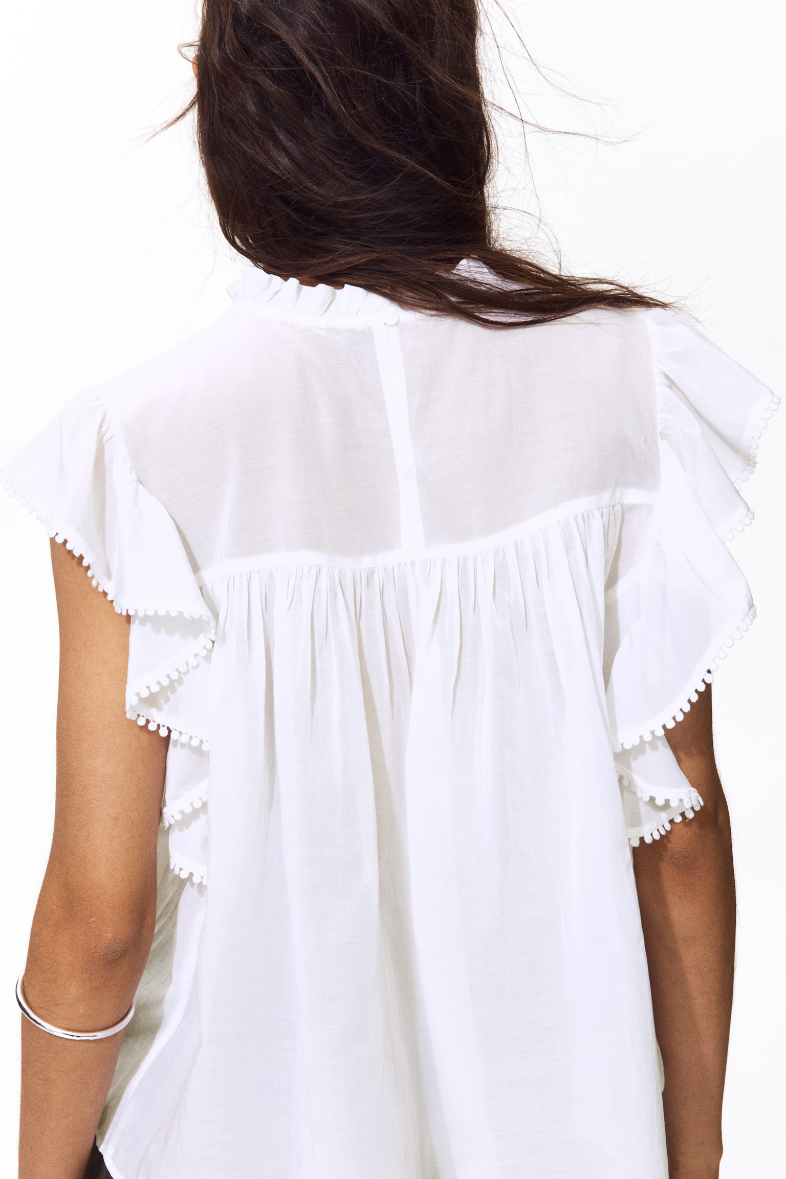 Женская блузка H&M Ruffle-Trimmed Blouse, цвет: Белый — фото 5