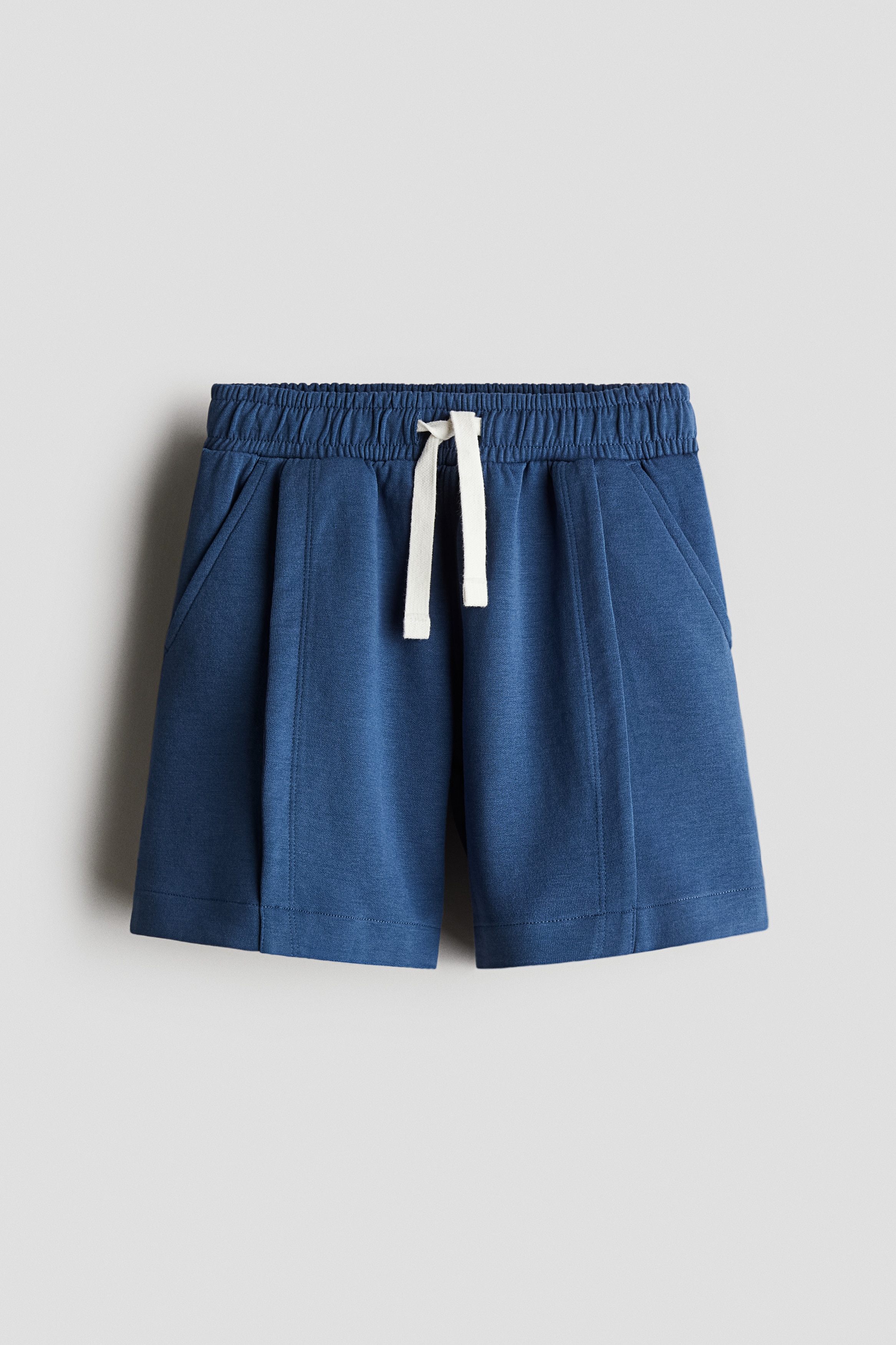 プリーツディテールスウェットショートパンツ - ダークブルー/ライトベージュ