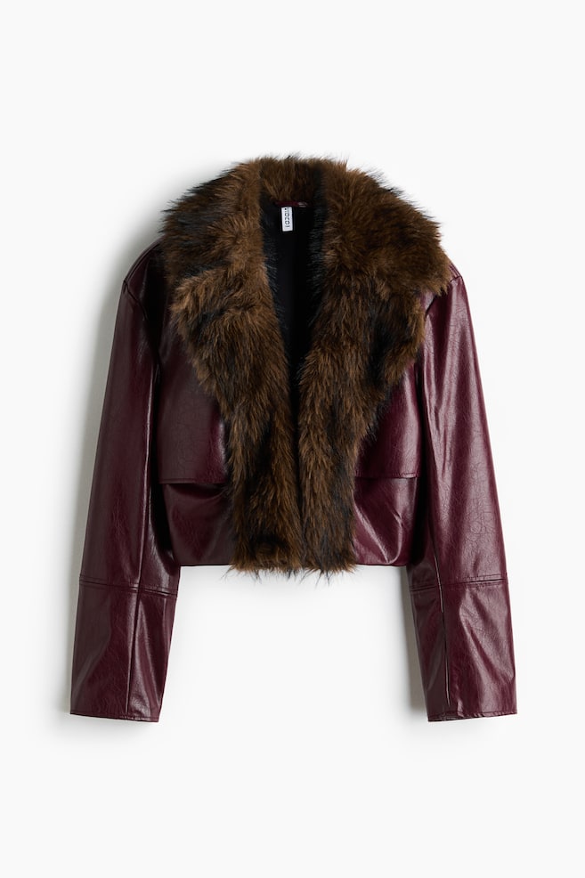 Veste courte en tissu enduit - Bordeaux/marron - 1