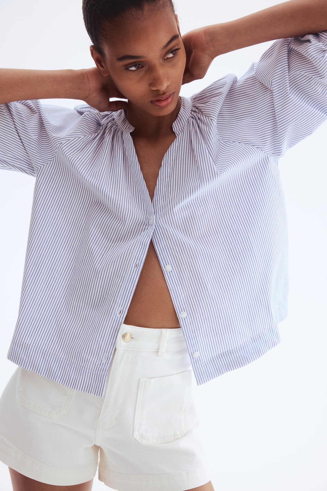 Balloon-Sleeved Poplin Blouse - image 3