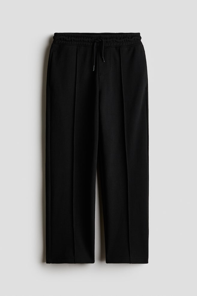 Joggers em piquet com pernas retas - Preto/Cinzento mesclado - 1