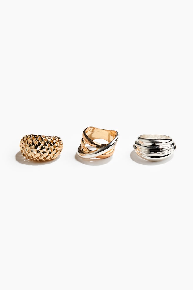 3-Pack Rings - Gold-colored/silver-colored - 1