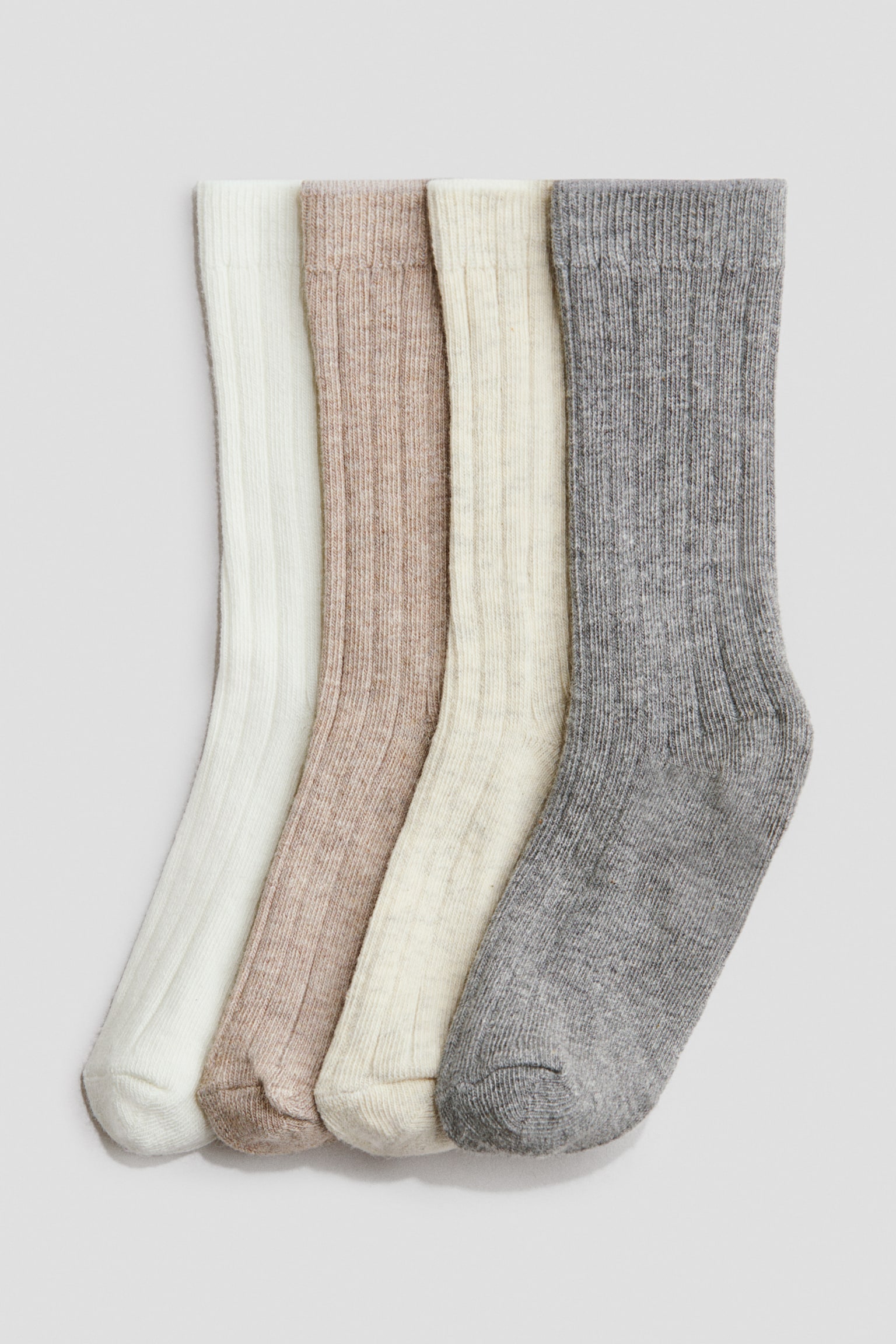 4-pack rib-knit socks - Beige/Grey/Red/Grey - 4