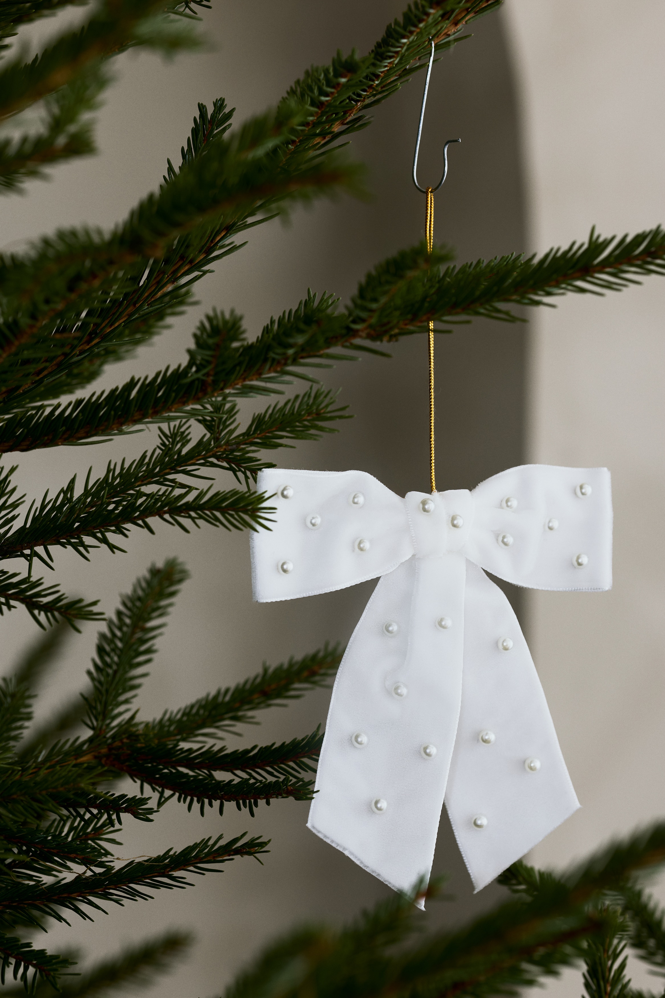 Grande fiocco decorativo con perline - Bianco/Nero